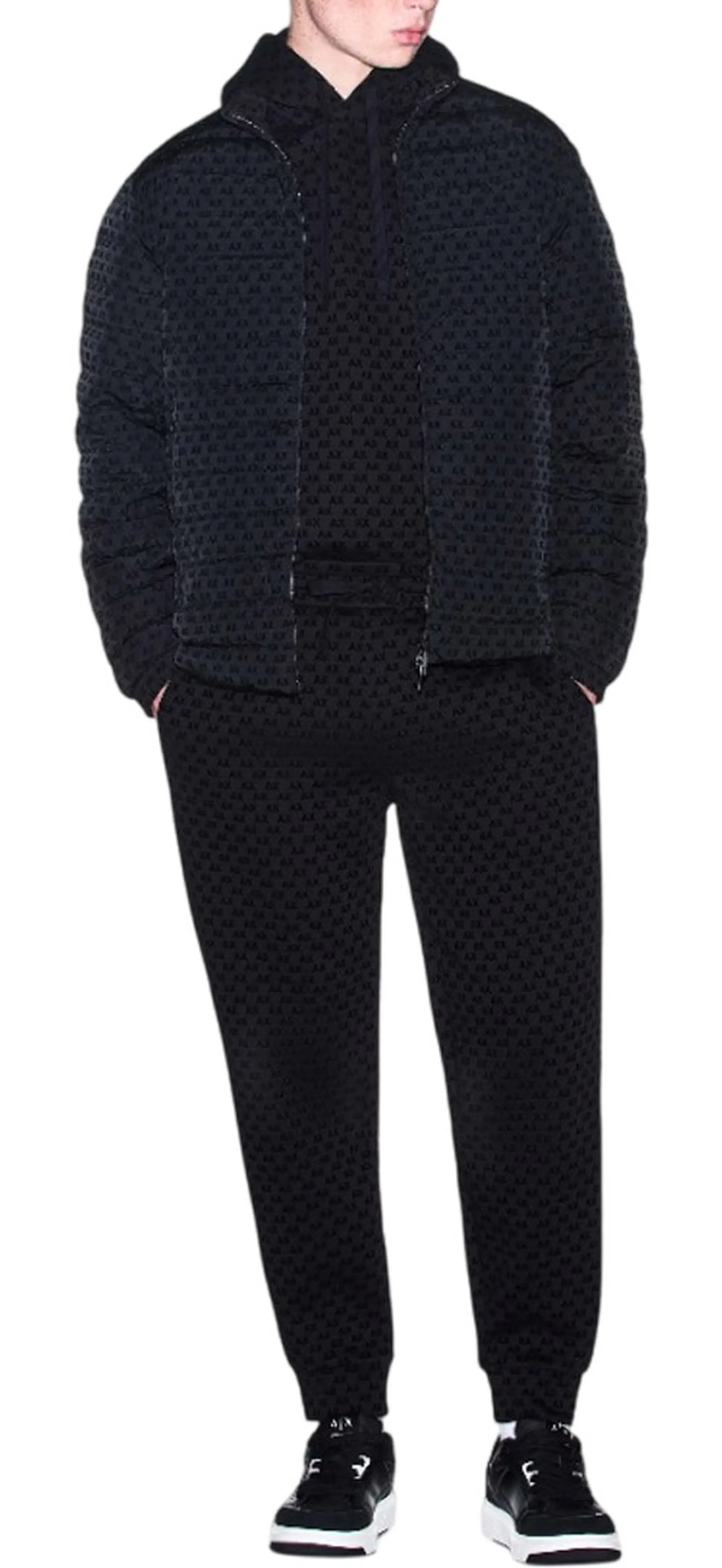Armani Exchange B'Down Jacket With All Over Flocked Logo' Black Xm003510Af19870 193443