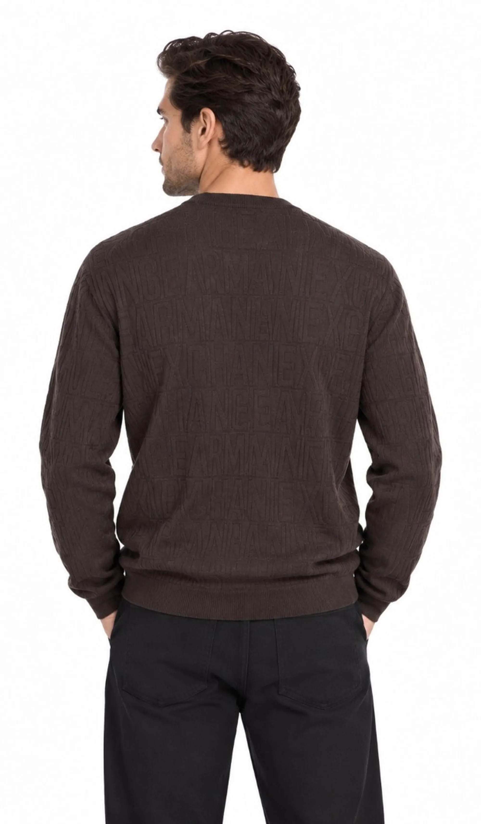 Armani Exchange Pullover Vestibilita Regular In Misto Viscosa Marrone Chiaro Xm002986Af10454 193275