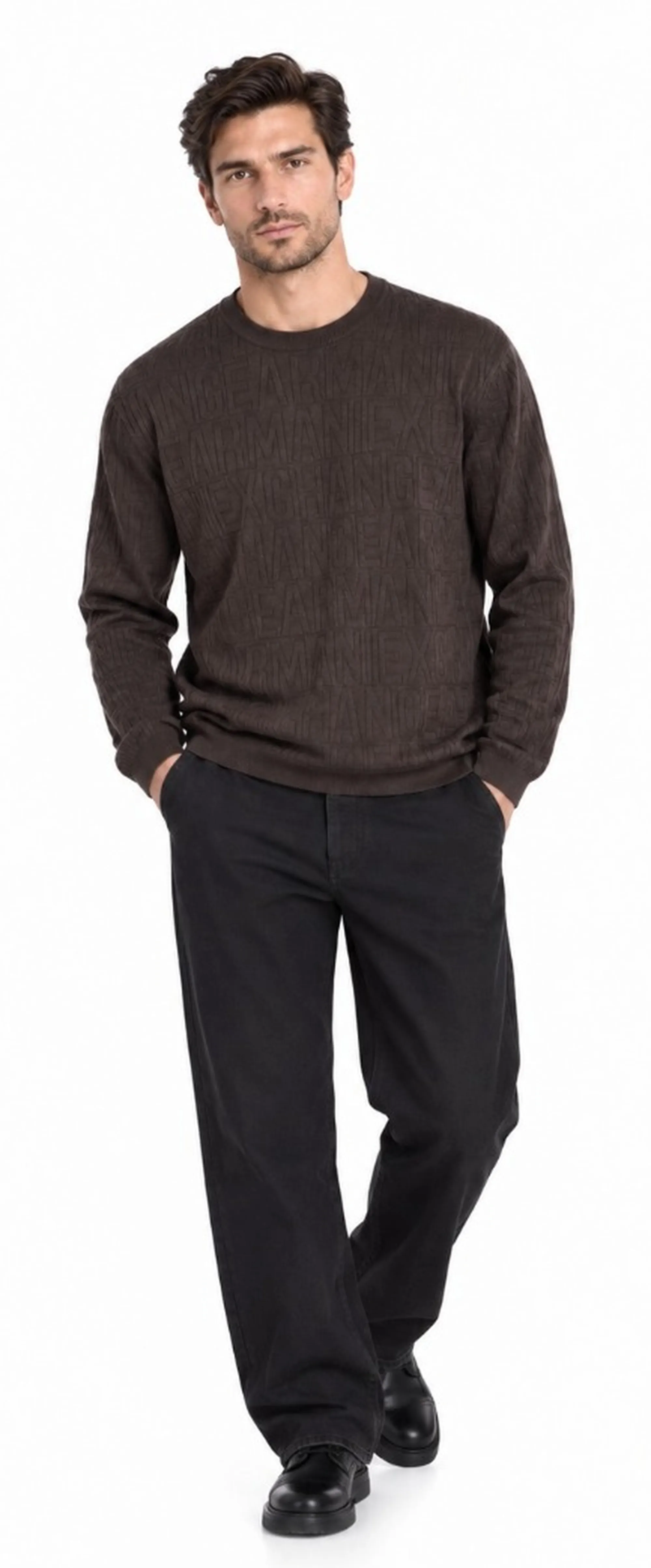 Armani Exchange Pullover Vestibilita Regular In Misto Viscosa Marrone Chiaro Xm002986Af10454 193278
