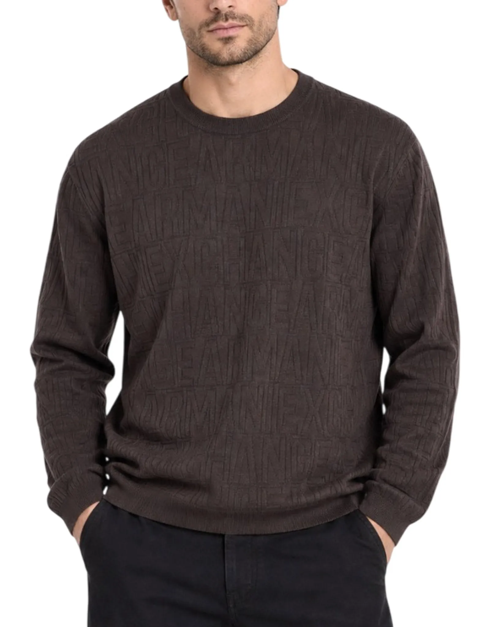 Armani Exchange Pullover Vestibilita Regular In Misto Viscosa Marrone Chiaro Xm002986Af10454 193998