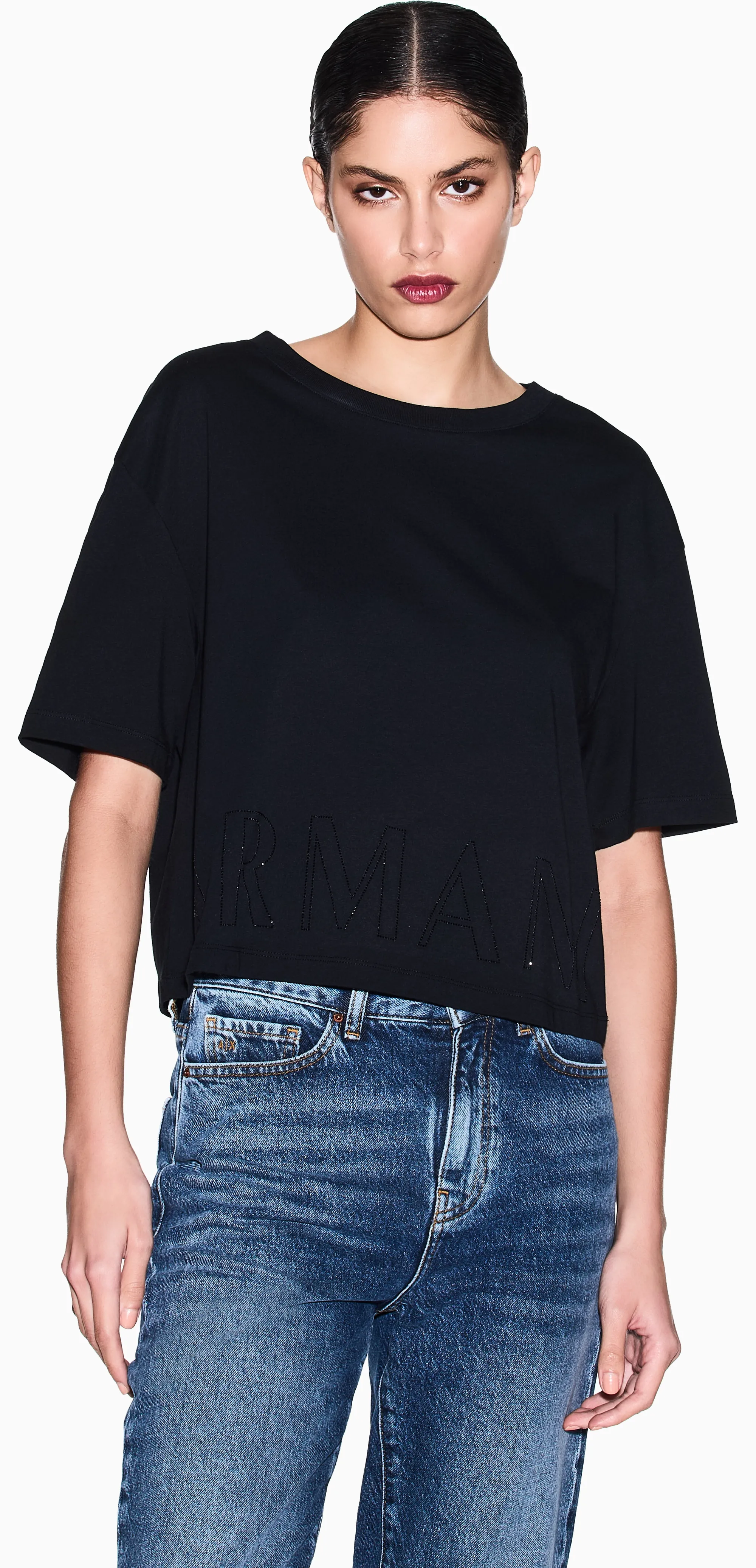Armani Exchange T-Shirt Cropped Nero Xw001709Af17172 175190