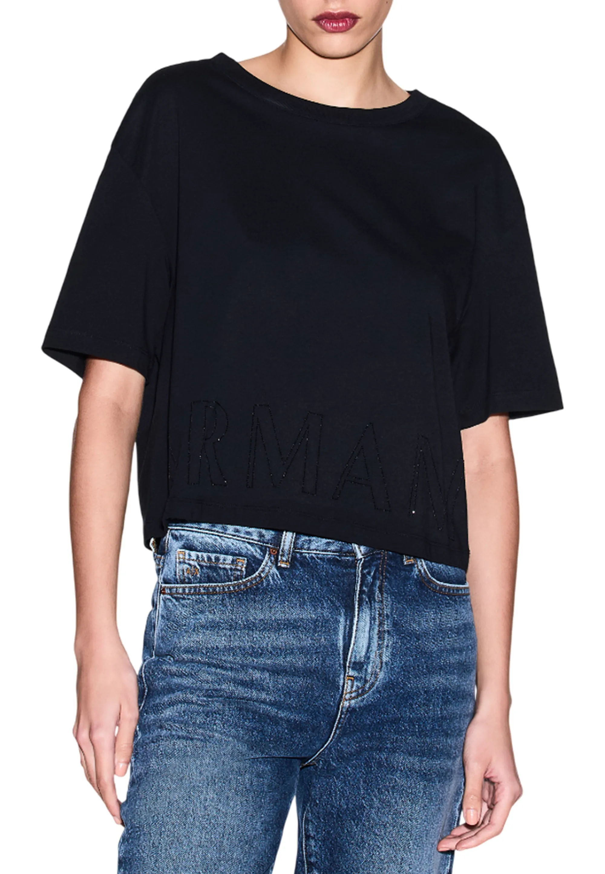 Armani Exchange T-Shirt Cropped Nero Xw001709Af17172 175852