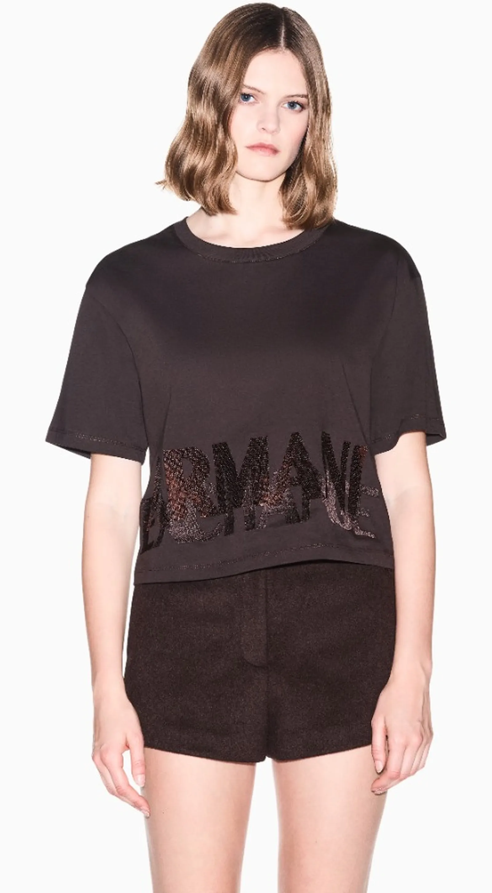 Armani Exchange T-Shirt In Jersey Di Cotone Marrone Xw002779Af10356 193502
