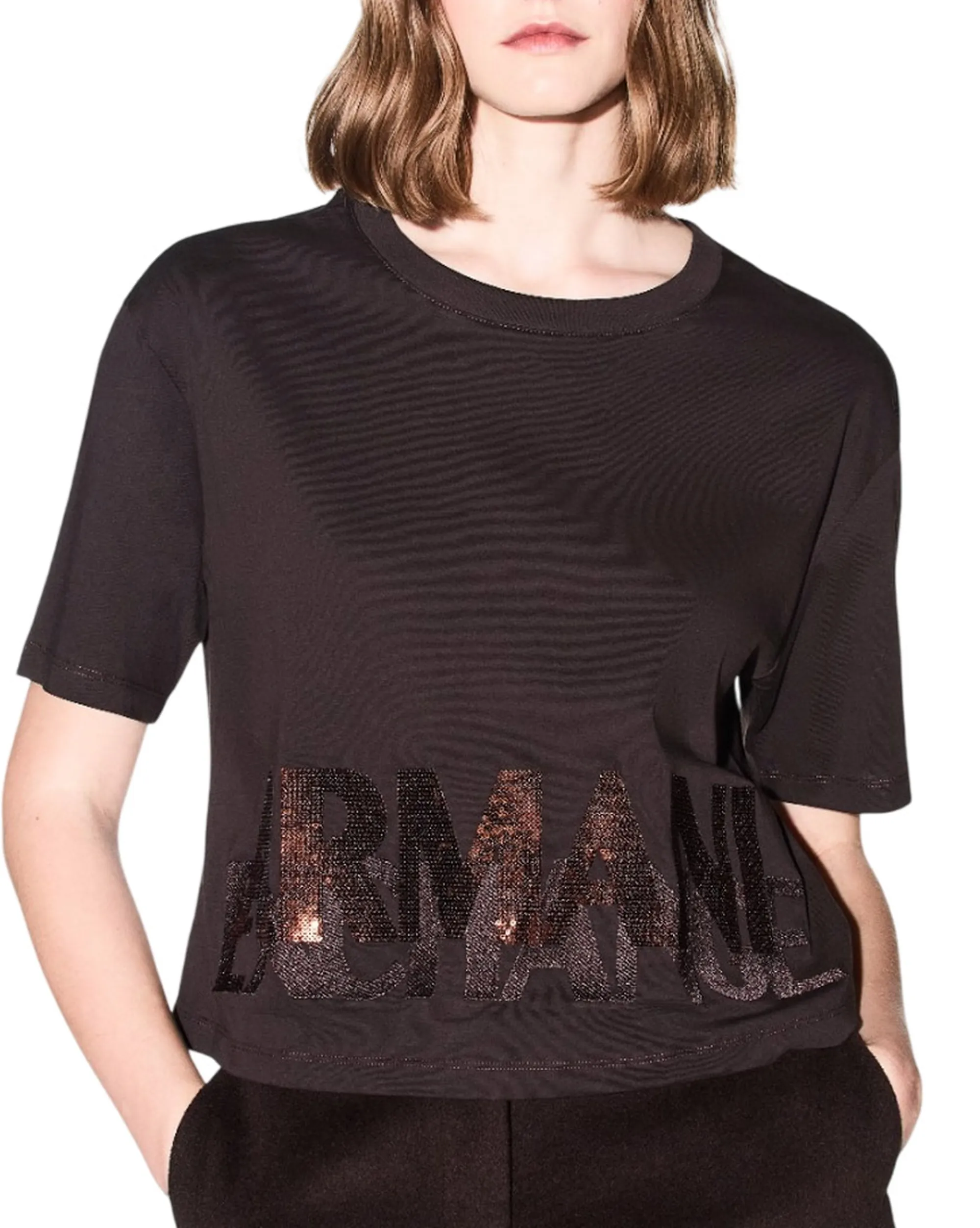 Armani Exchange T-Shirt In Jersey Di Cotone Marrone Xw002779Af10356 194836
