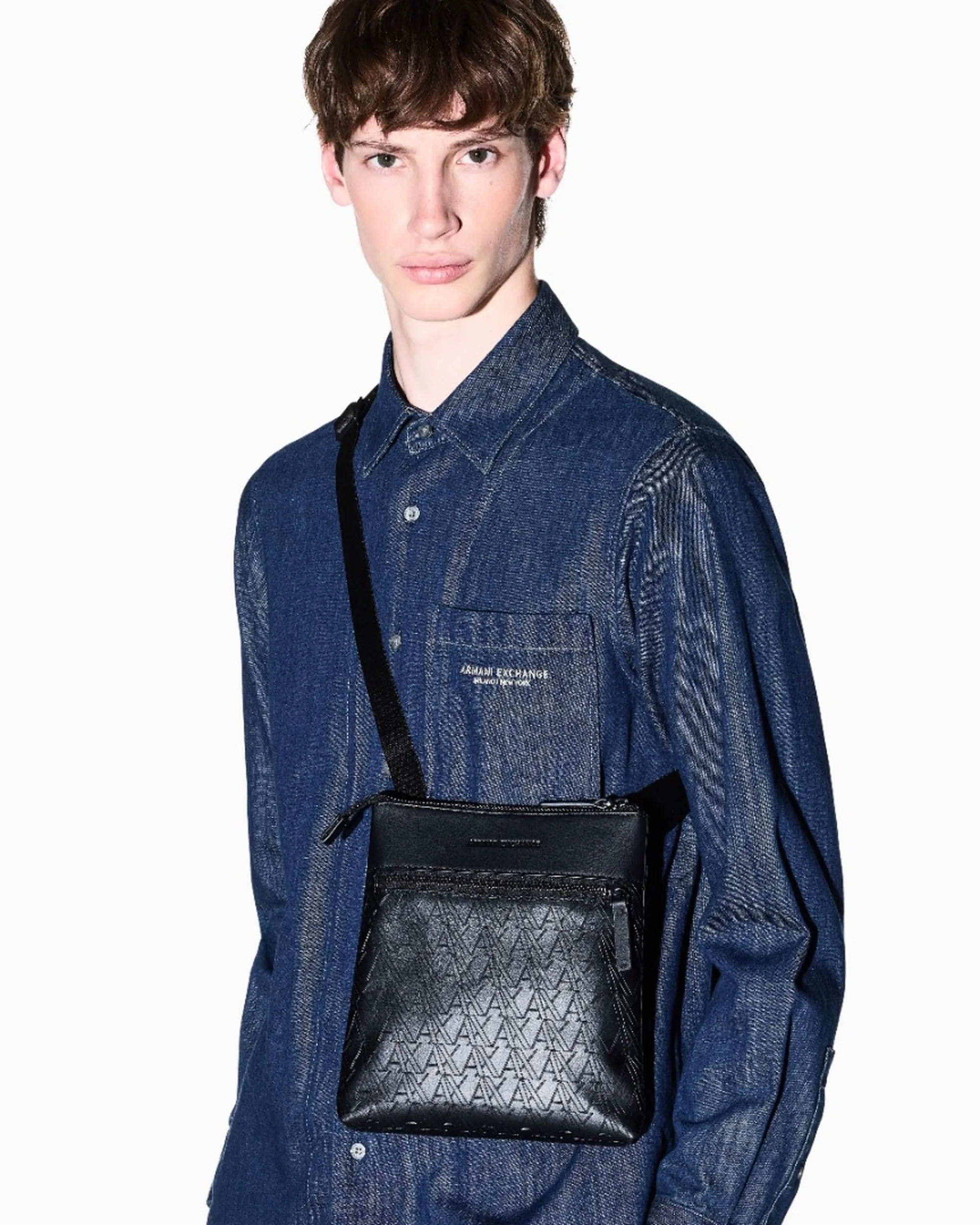 Armani Exchange B'Flat Shoulder Strap With Printed Logo And Front Pocket' Black Xm003582Af26662 194103