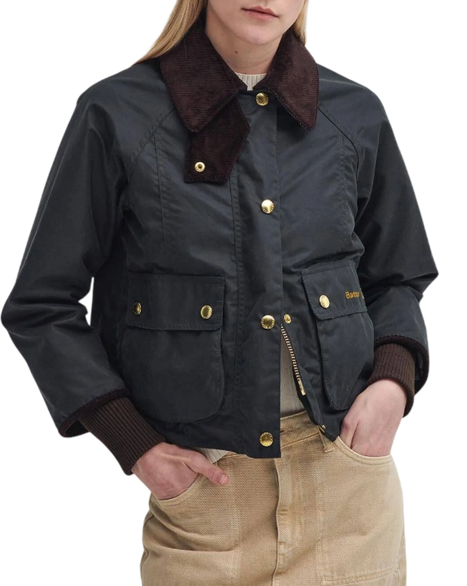 Barbour Giubbino Cropped Beadnell Sage Lwx1403 187562