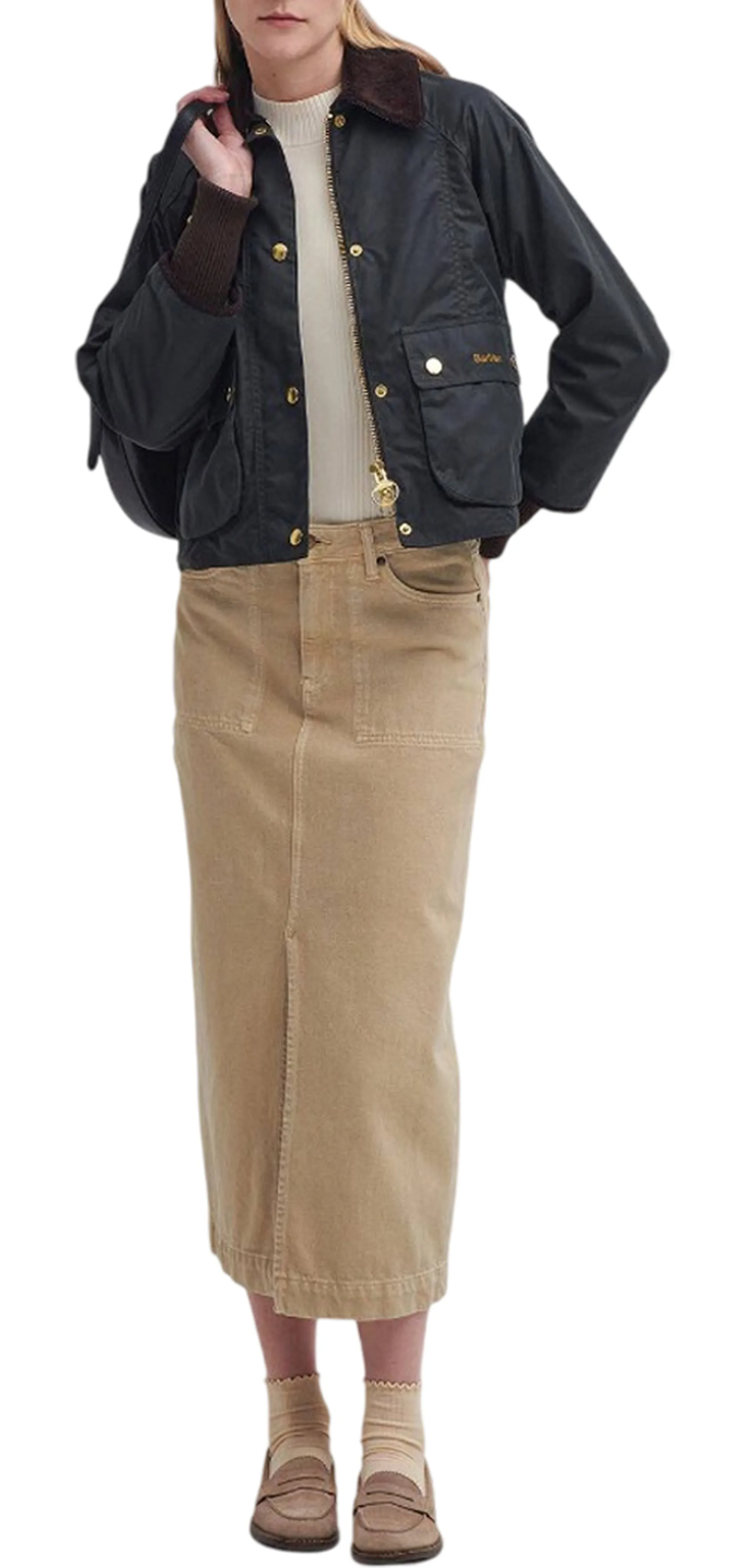 Barbour Giubbino Cropped Beadnell Sage Lwx1403 187564