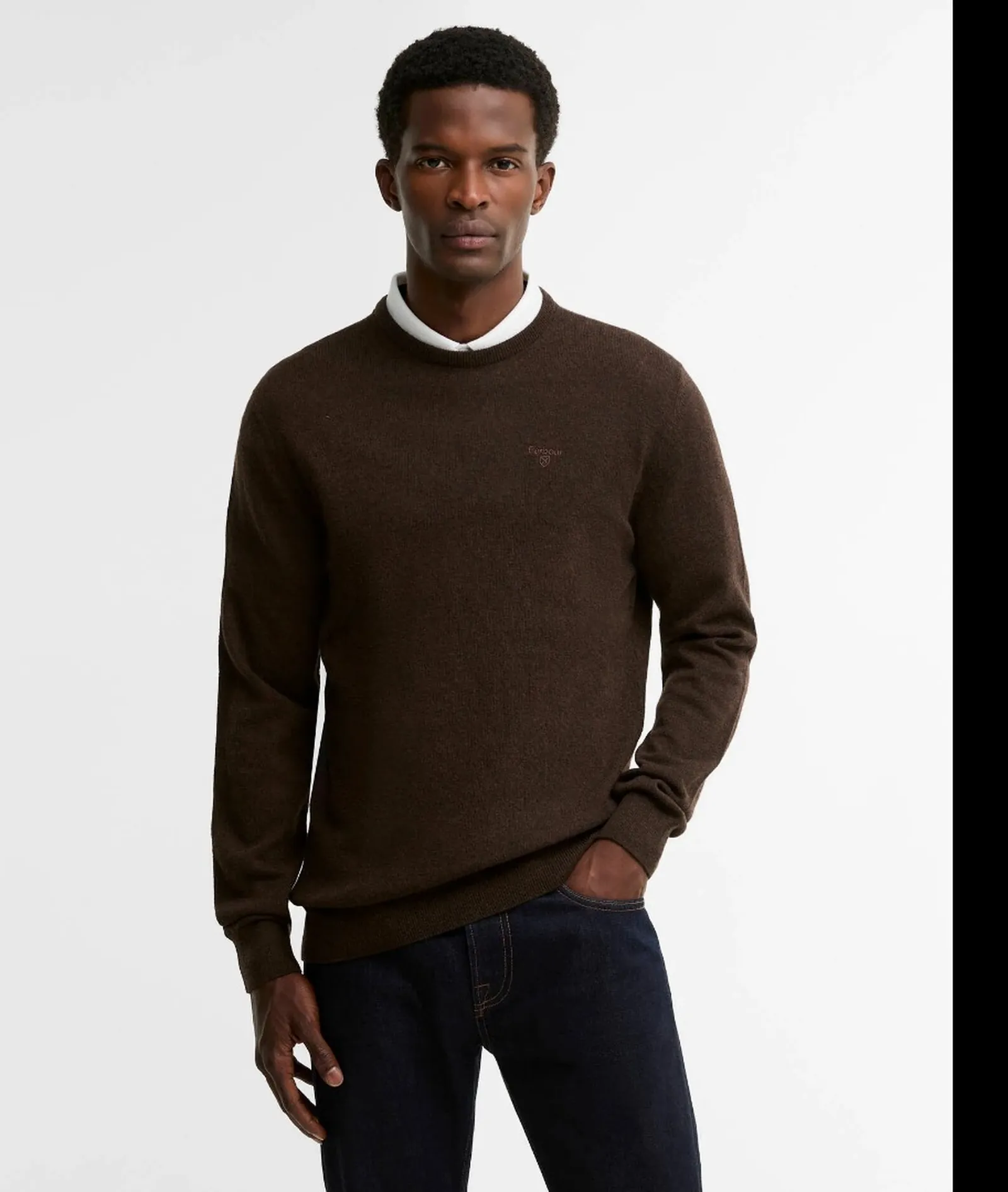 Barbour Maglia Essential Lambswool Crew Neck Marrone Mkn0345 195936