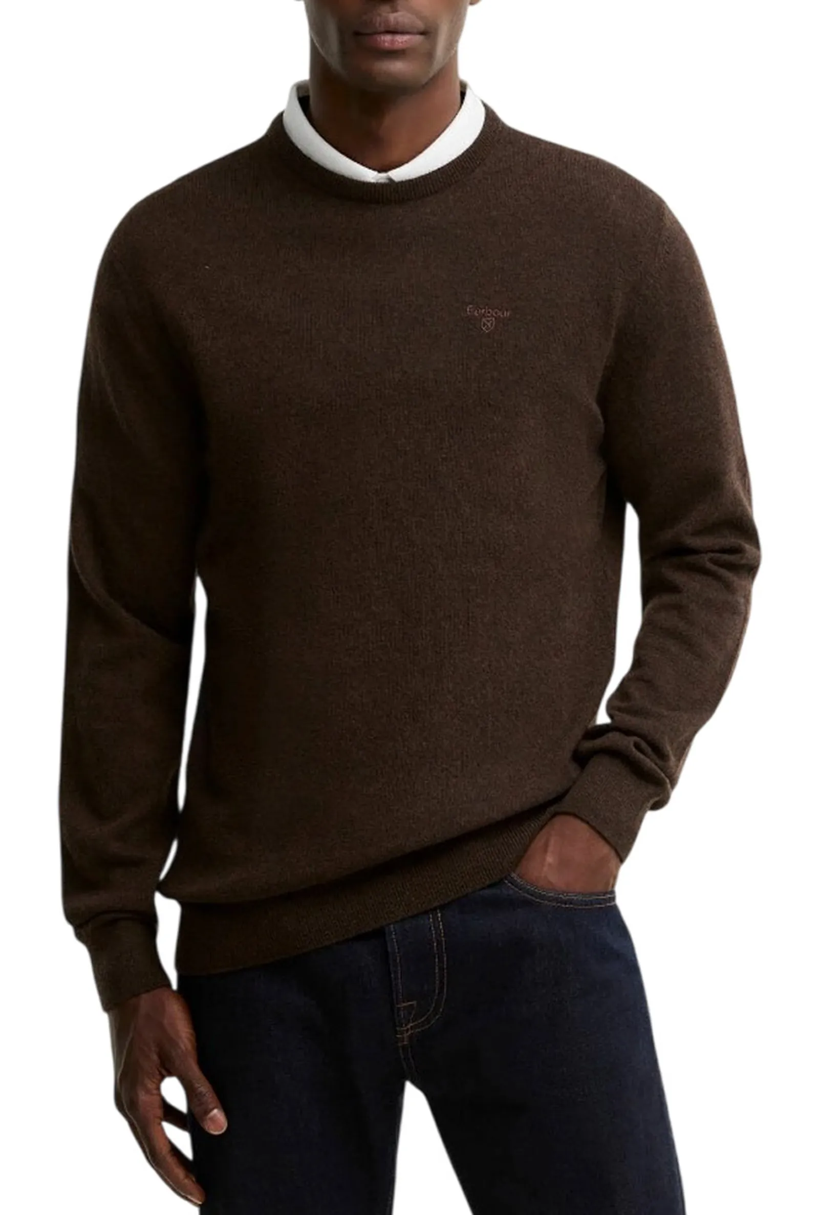 Barbour Maglia Essential Lambswool Crew Neck Marrone Mkn0345 196101