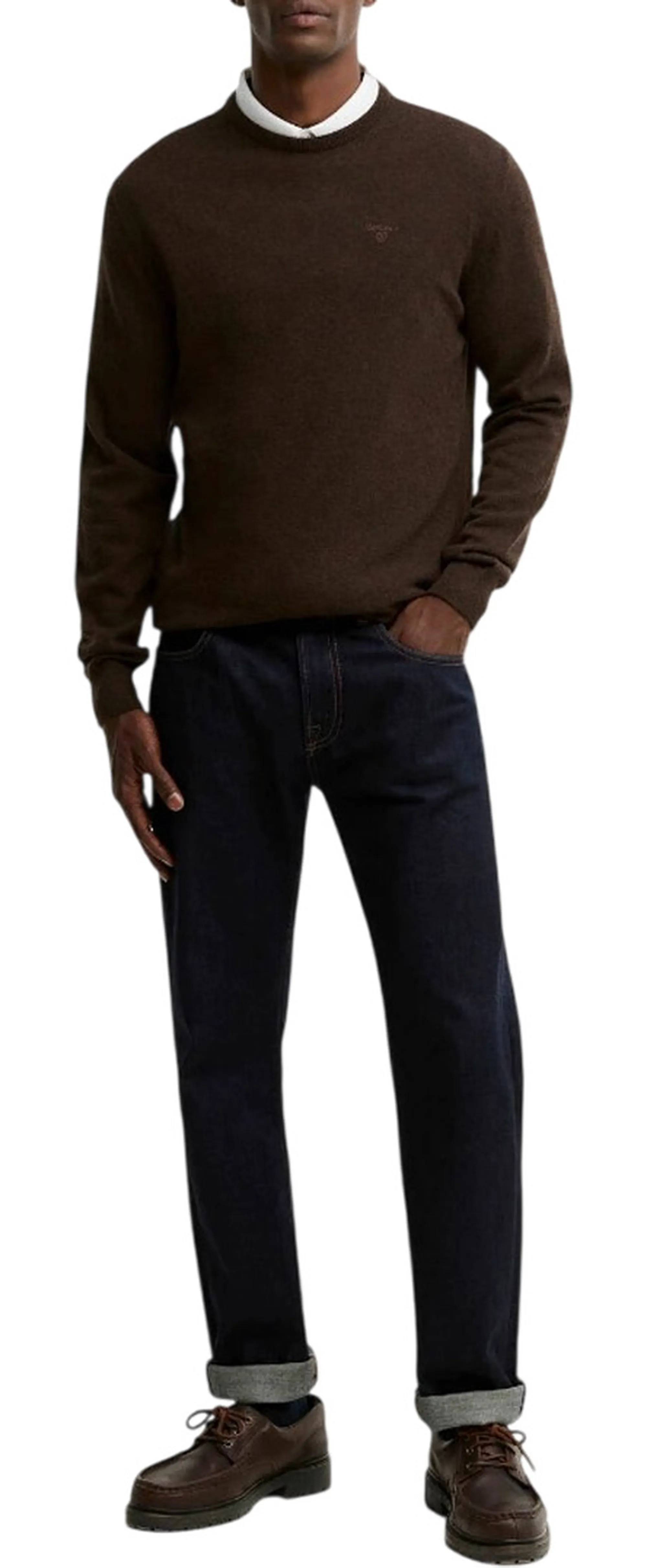 Barbour Maglia Essential Lambswool Crew Neck Marrone Mkn0345 196103