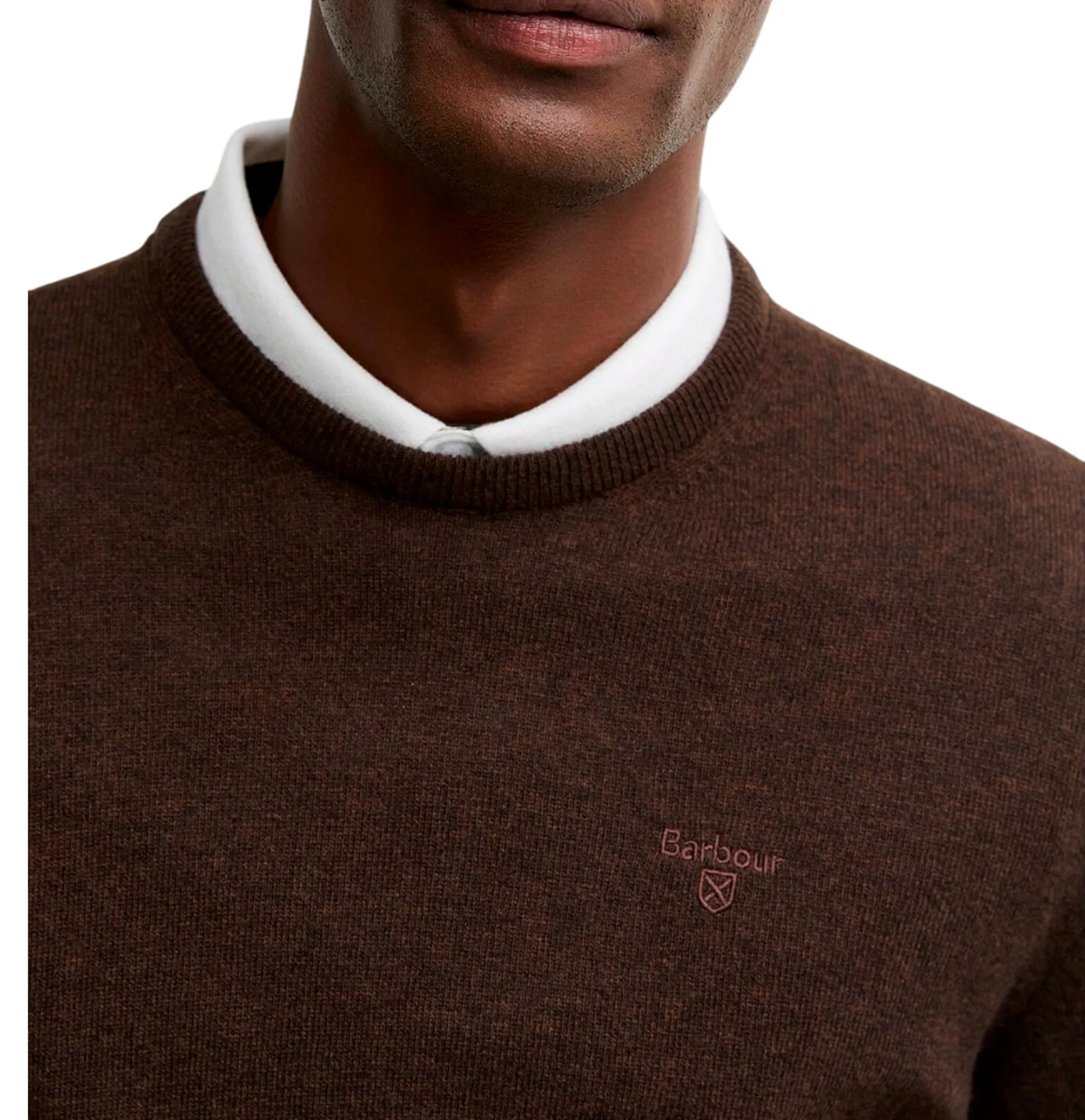 Barbour Maglia Essential Lambswool Crew Neck Marrone Mkn0345 196104
