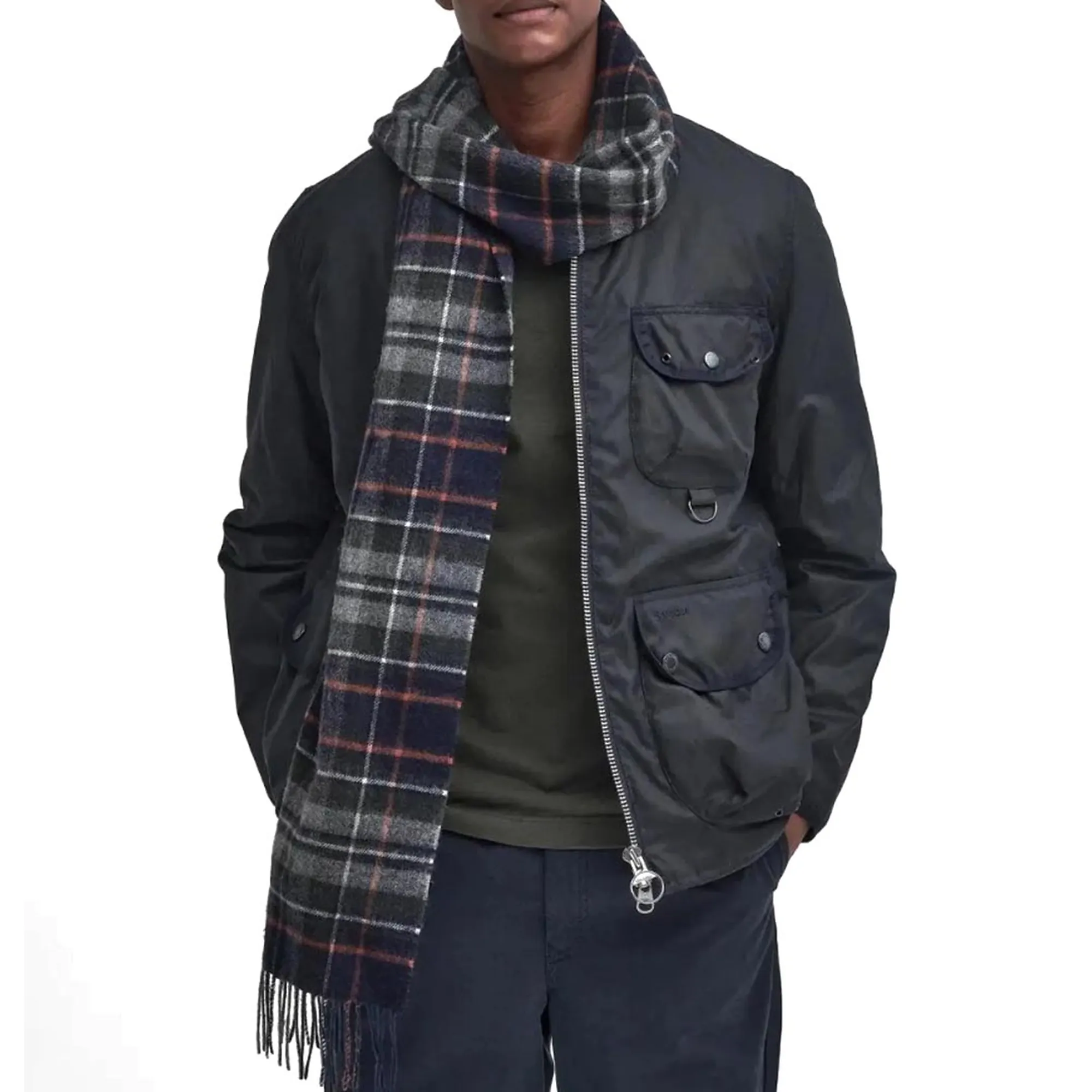 Barbour B'New Check Tartan Scarf' Blu Usc0137 158874