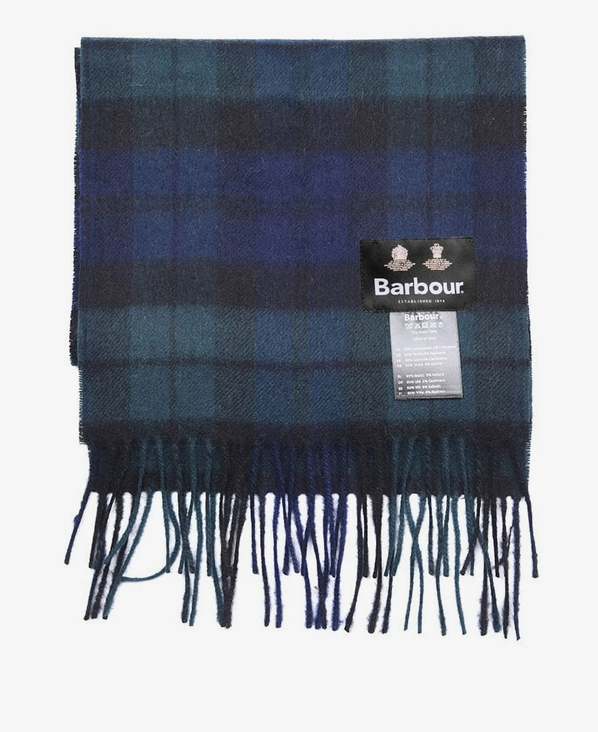 Barbour B'New Check Tartan Scarf' Black Usc0137 71999
