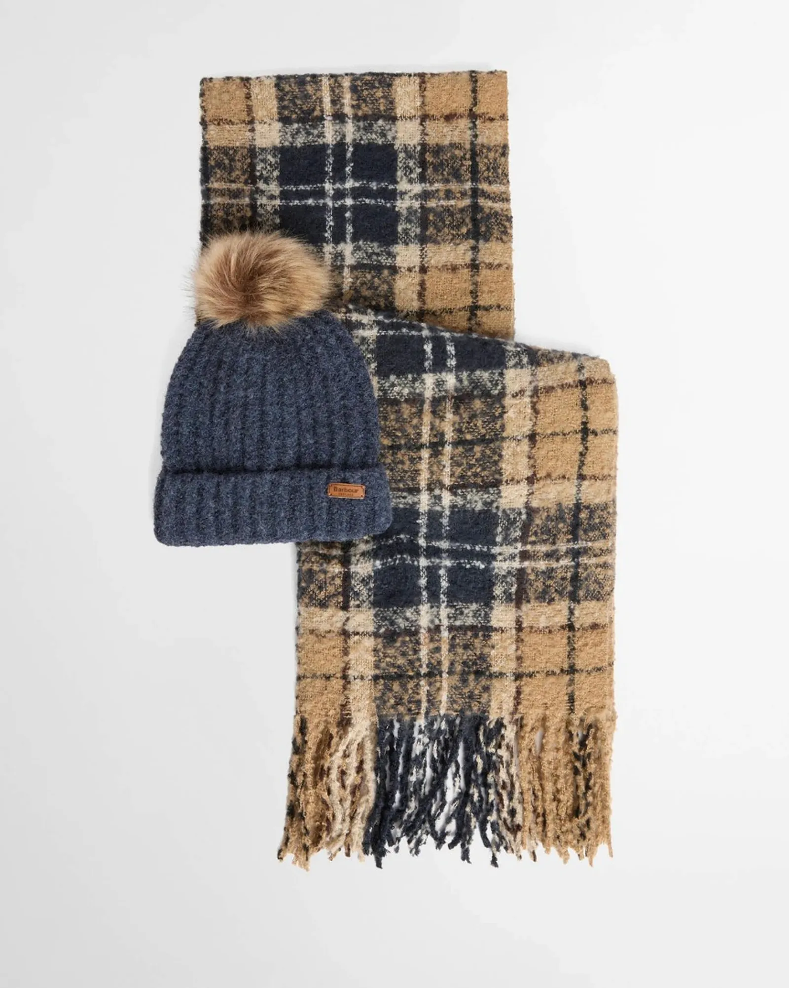Barbour Set Berretto E Sciarpa Tartan Saltburn Blu Lgs0077 187484