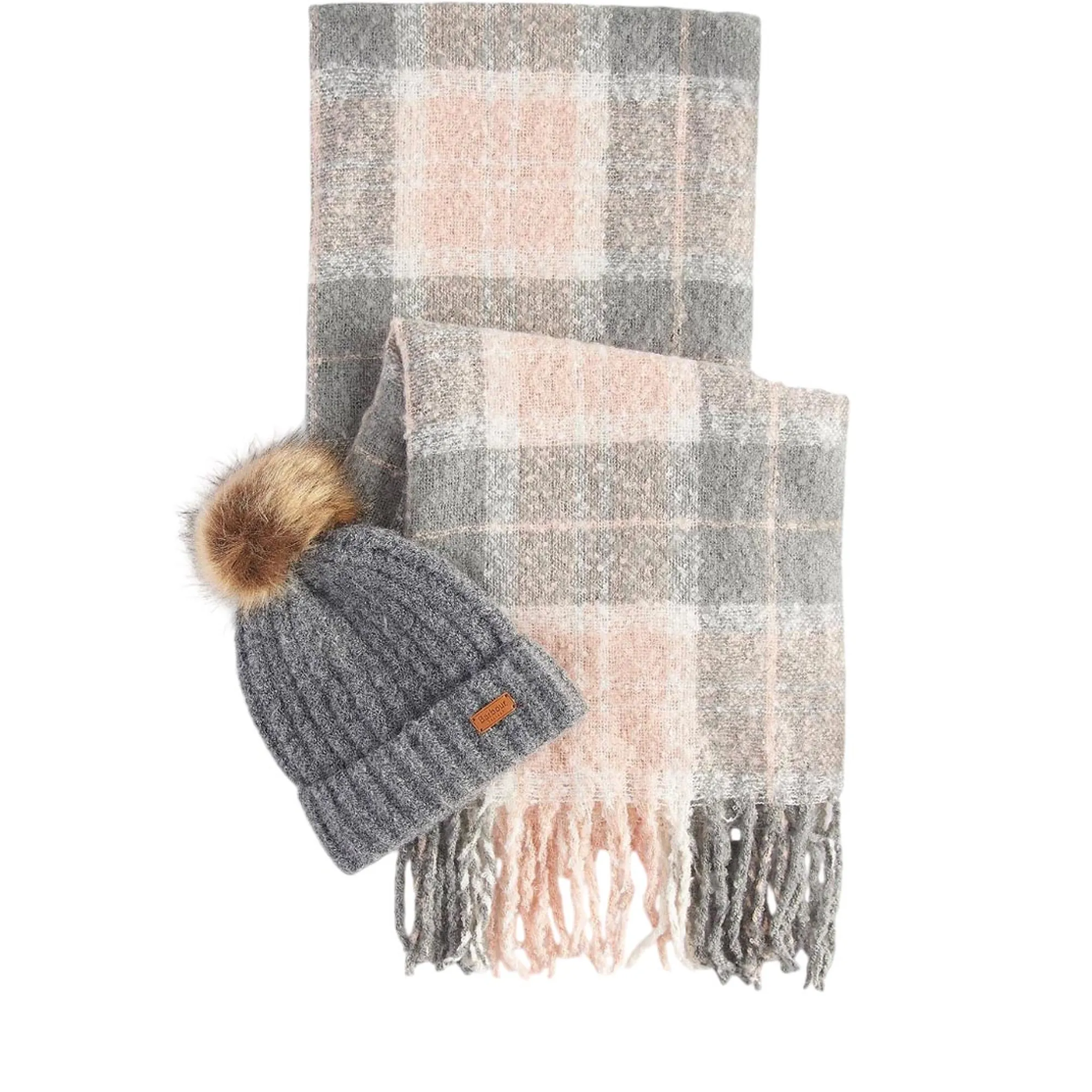 Barbour B'Saltburn Tartan Hat And Scarf Set' Grey Lgs0077 195120