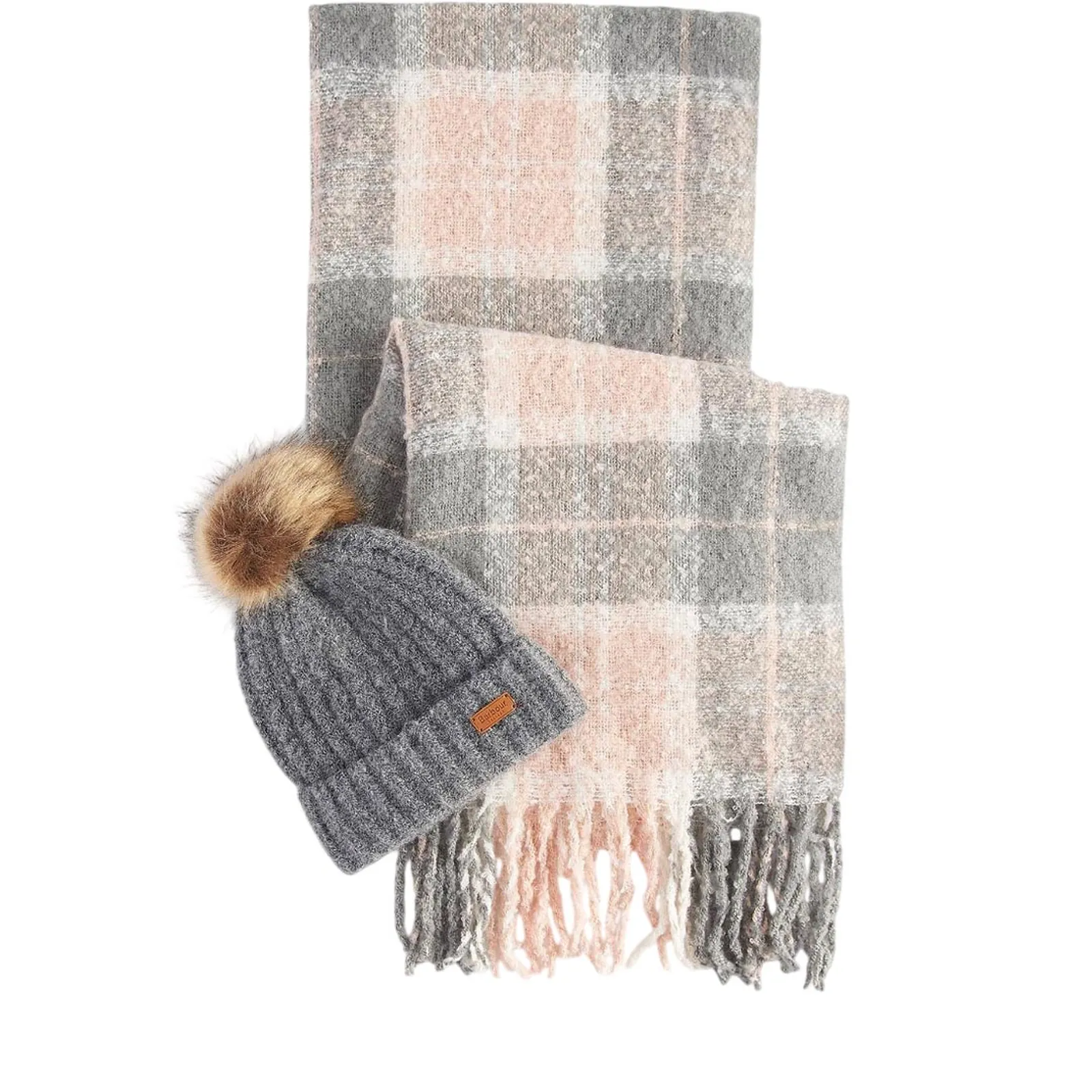 Barbour Set Berretto E Sciarpa Tartan Saltburn Grigio Lgs0077 195120