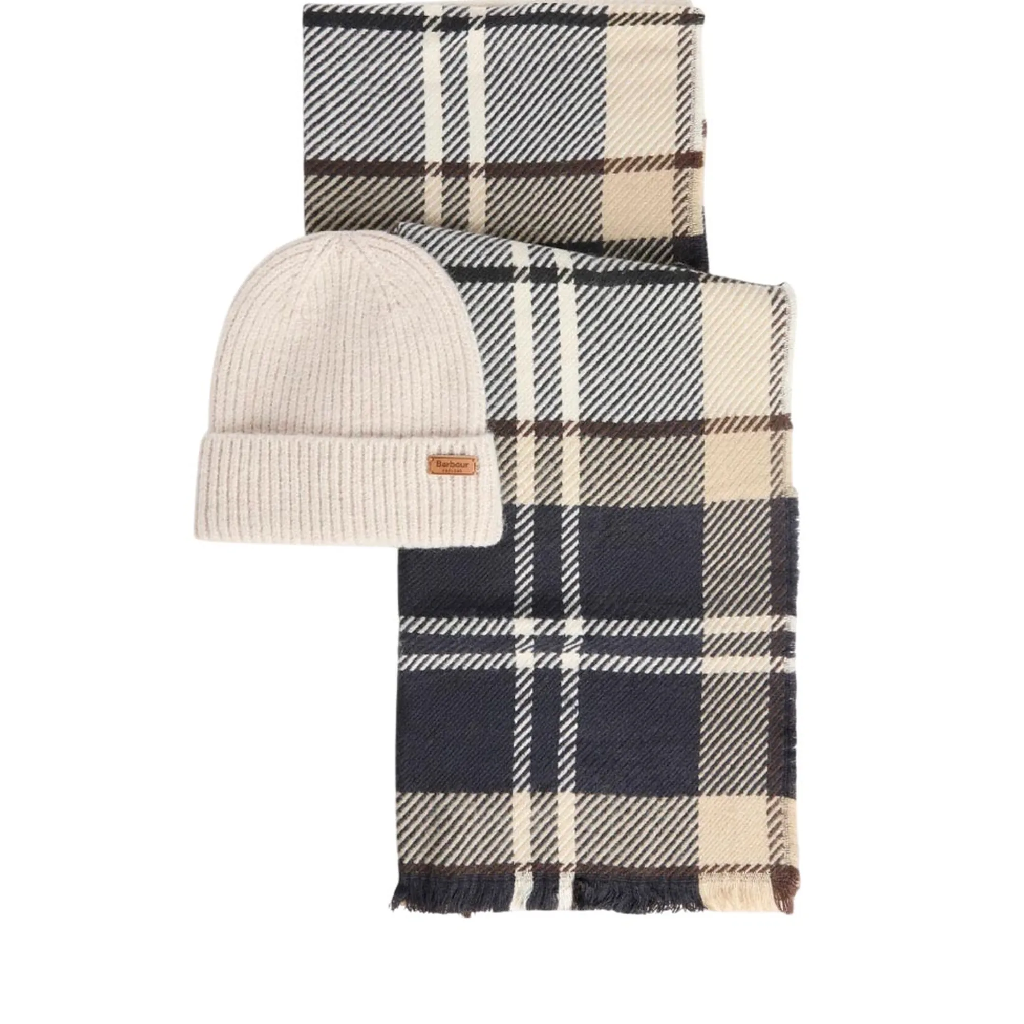 Barbour Set Berretto Pendle E Sciarpa Blair Bianco Sporco Lgs0094 187826