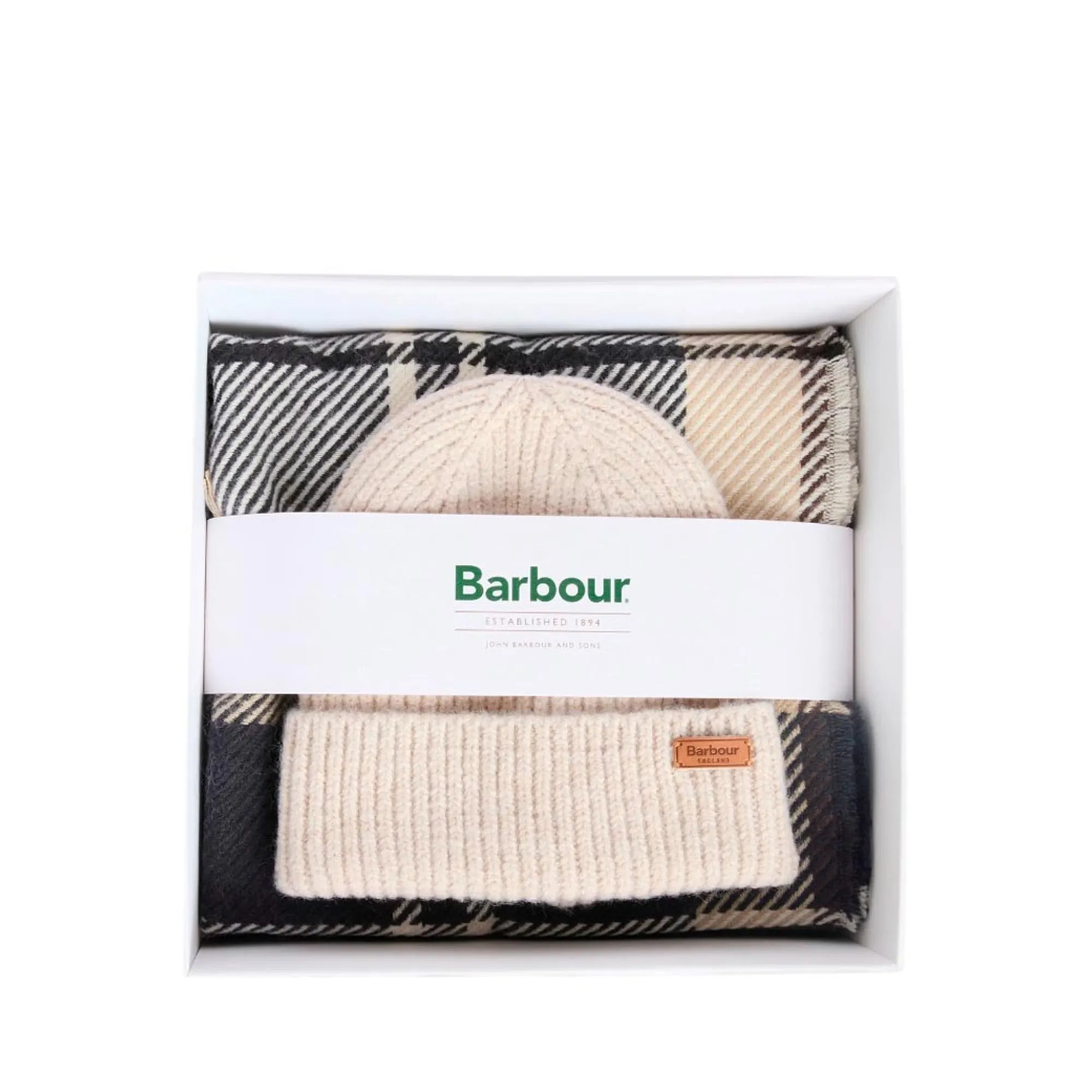Barbour Set Berretto Pendle E Sciarpa Blair Bianco Sporco Lgs0094 187830