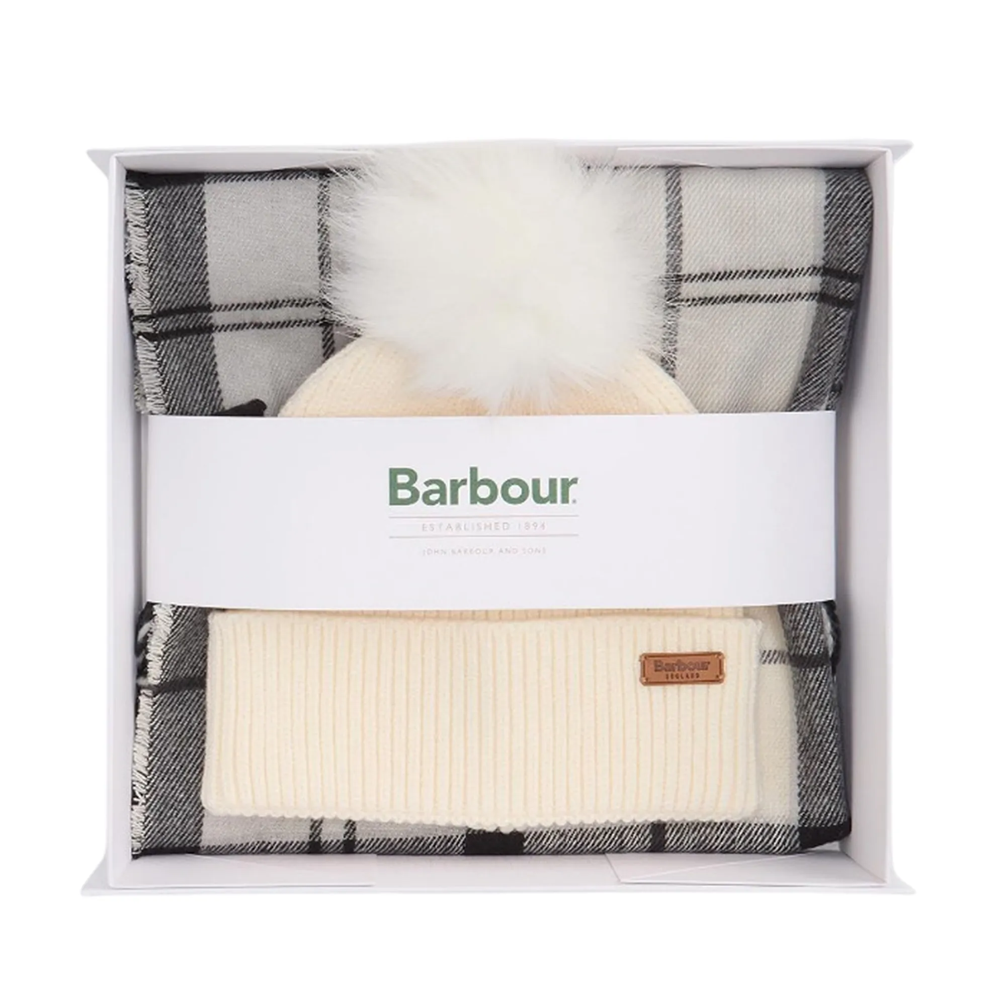 Barbour B'Scarf + Dover Hat Set' Off-White Lgs0054 158849