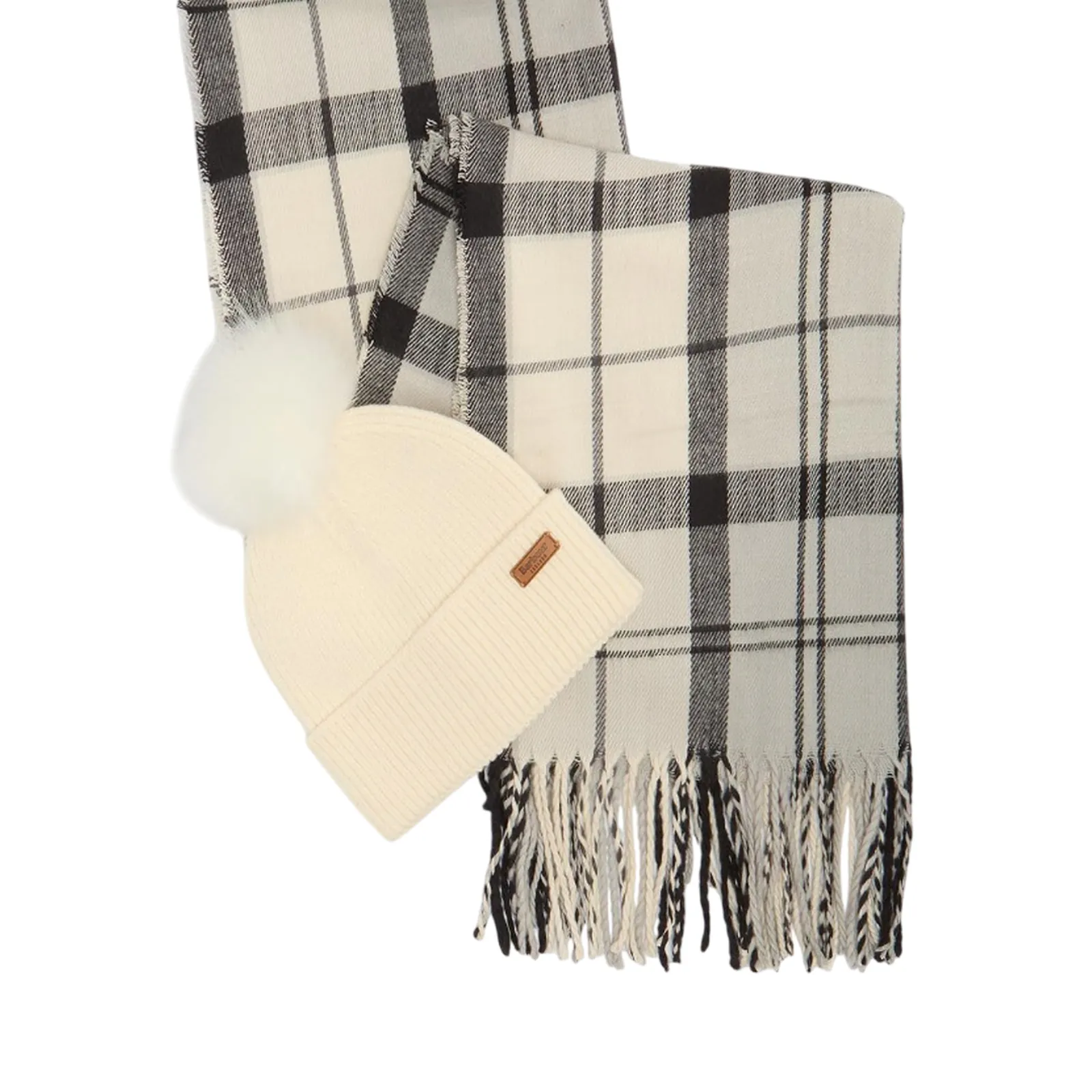 Barbour Set Sciarpa Con Cappello Dover Bianco Sporco Lgs0054 158850