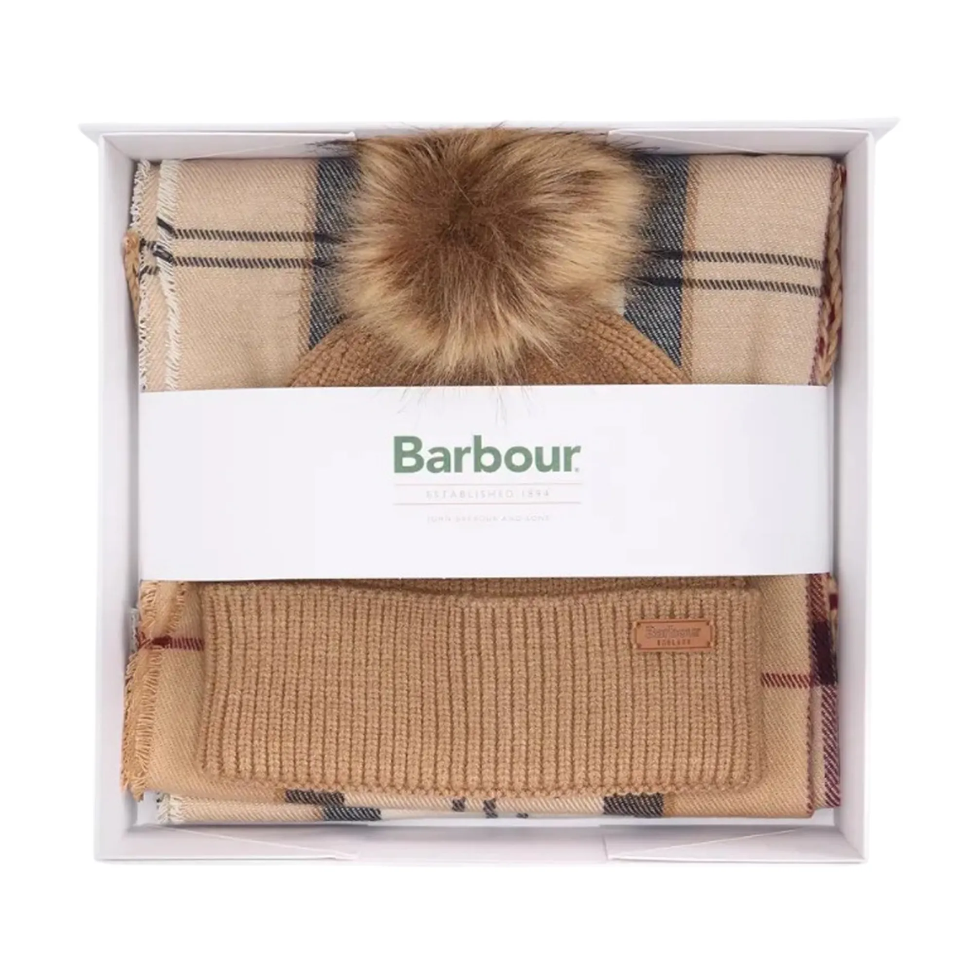 Barbour B'Scarf + Dover Hat Set' Camel Lgs0054 158856
