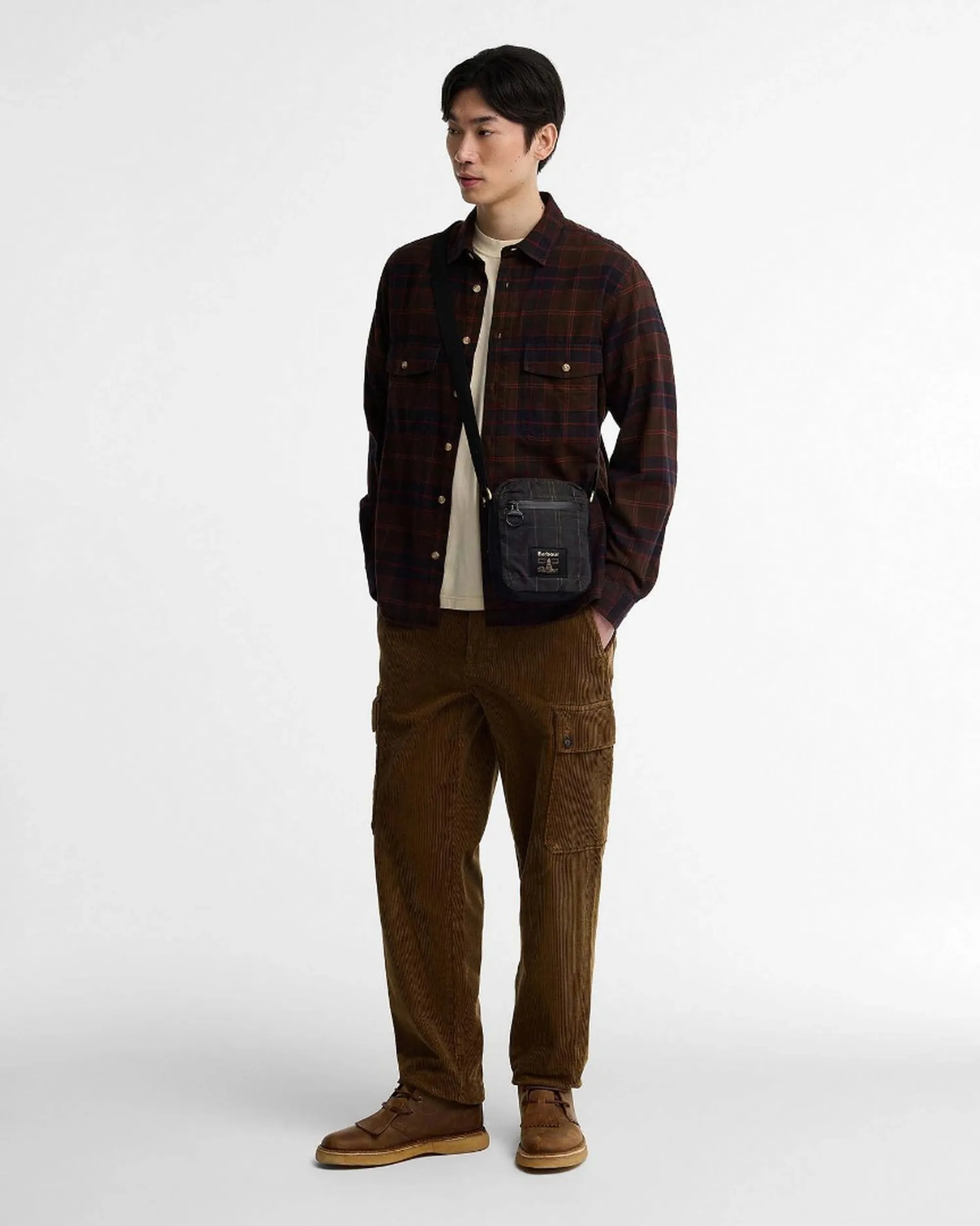 Barbour B'Field Shoulder Bag In Waxed Tartan' Dark Gray Uba0782 187223