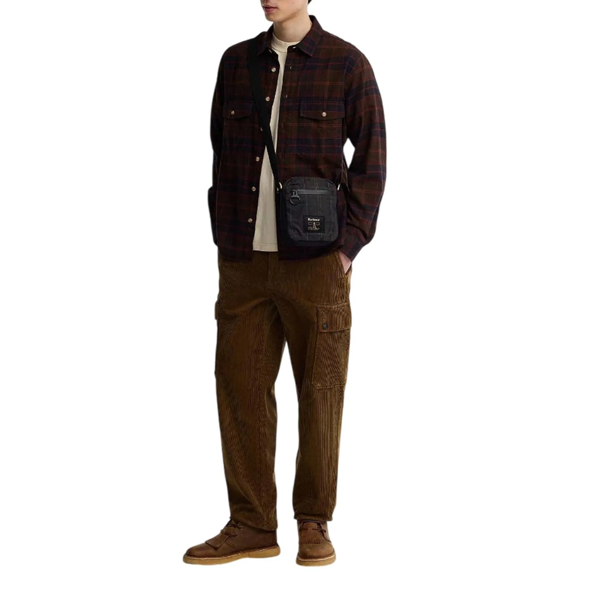 Barbour B'Field Shoulder Bag In Waxed Tartan' Dark Gray Uba0782 187825