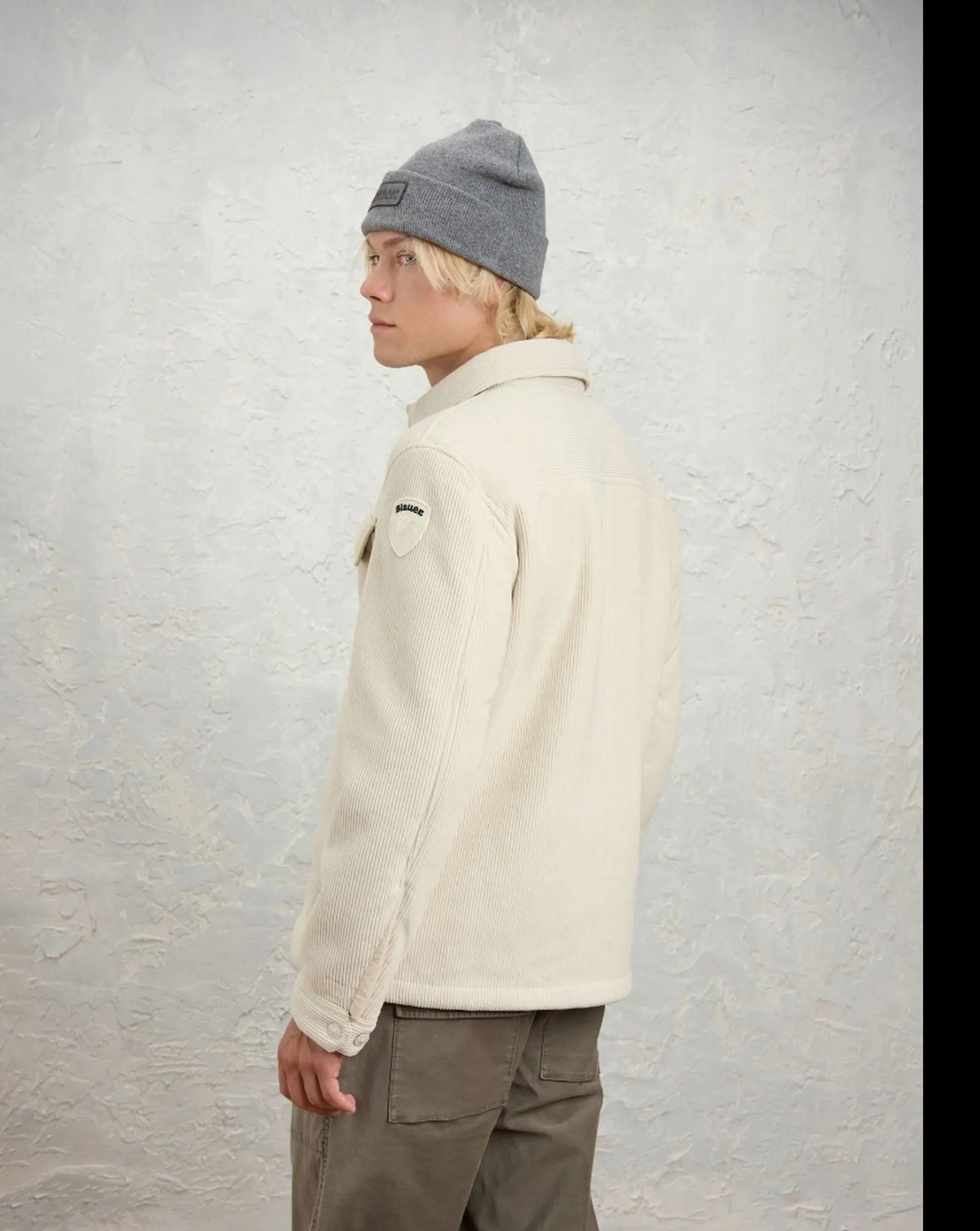 Blauer B'Eugene 4 Pocket Ribbed Jacket' Ivory 26Wbluc04254 200871