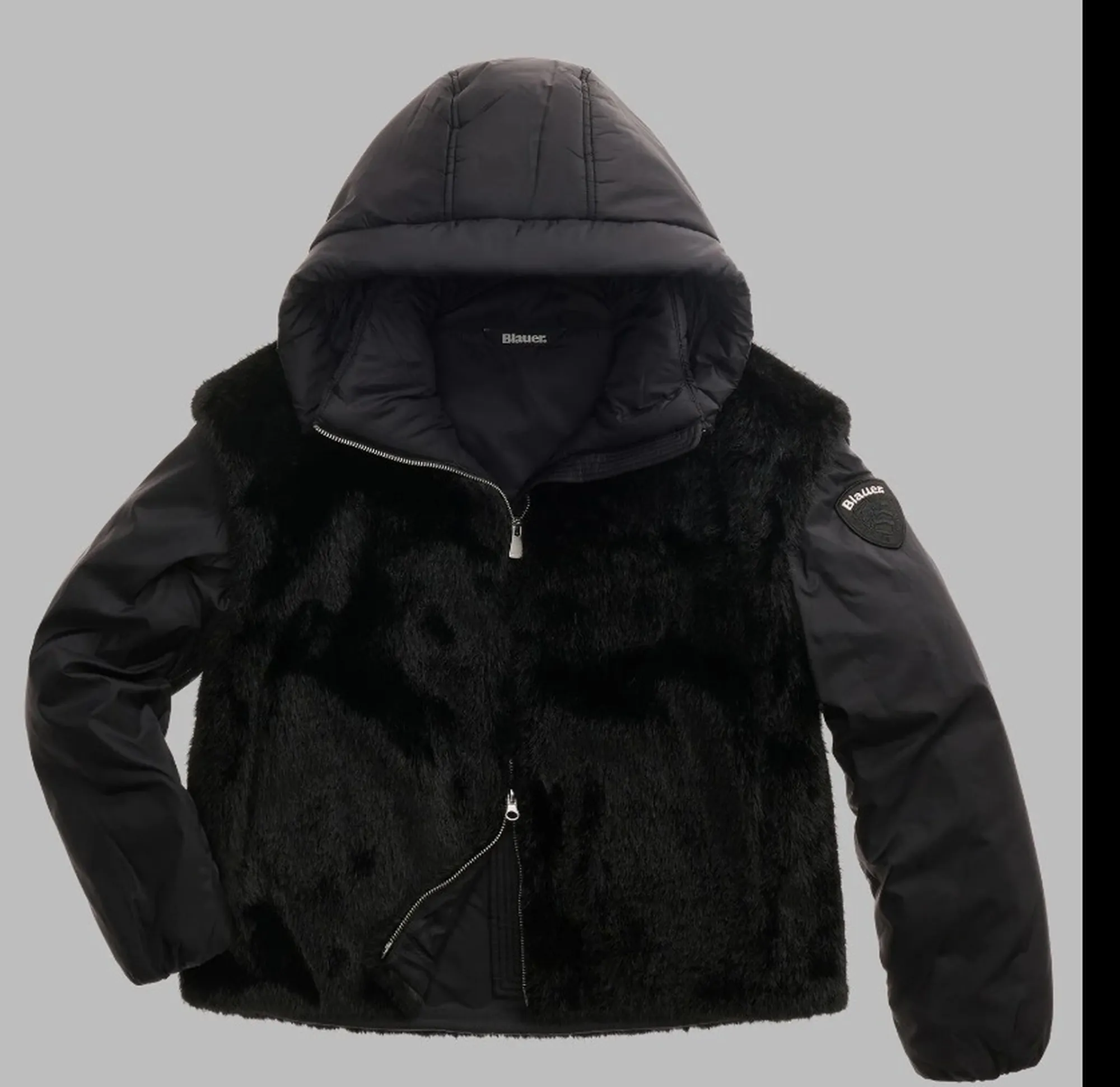 Blauer Giubbino In Eco Pelliccia E Nylon Juniper Nero 26Wbldc04339 200852