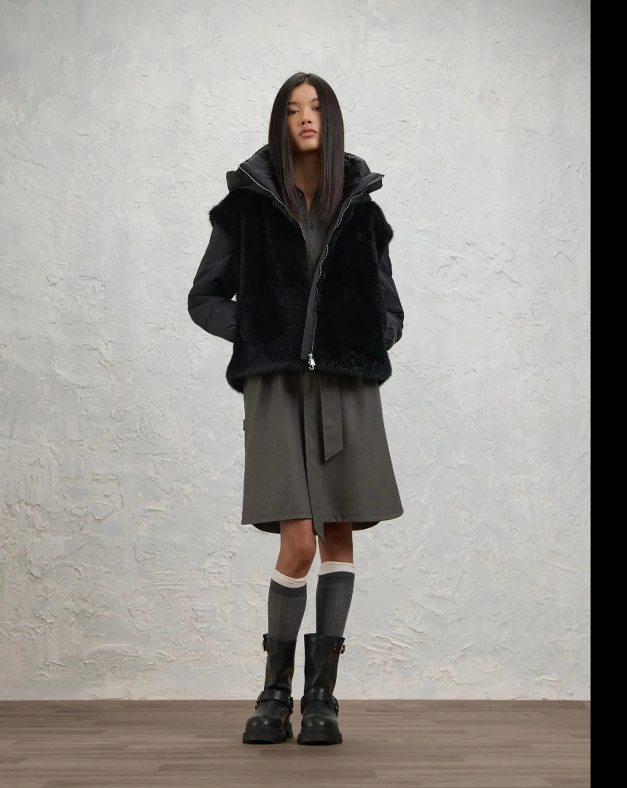 Blauer Giubbino In Eco Pelliccia E Nylon Juniper Nero 26Wbldc04339 200853