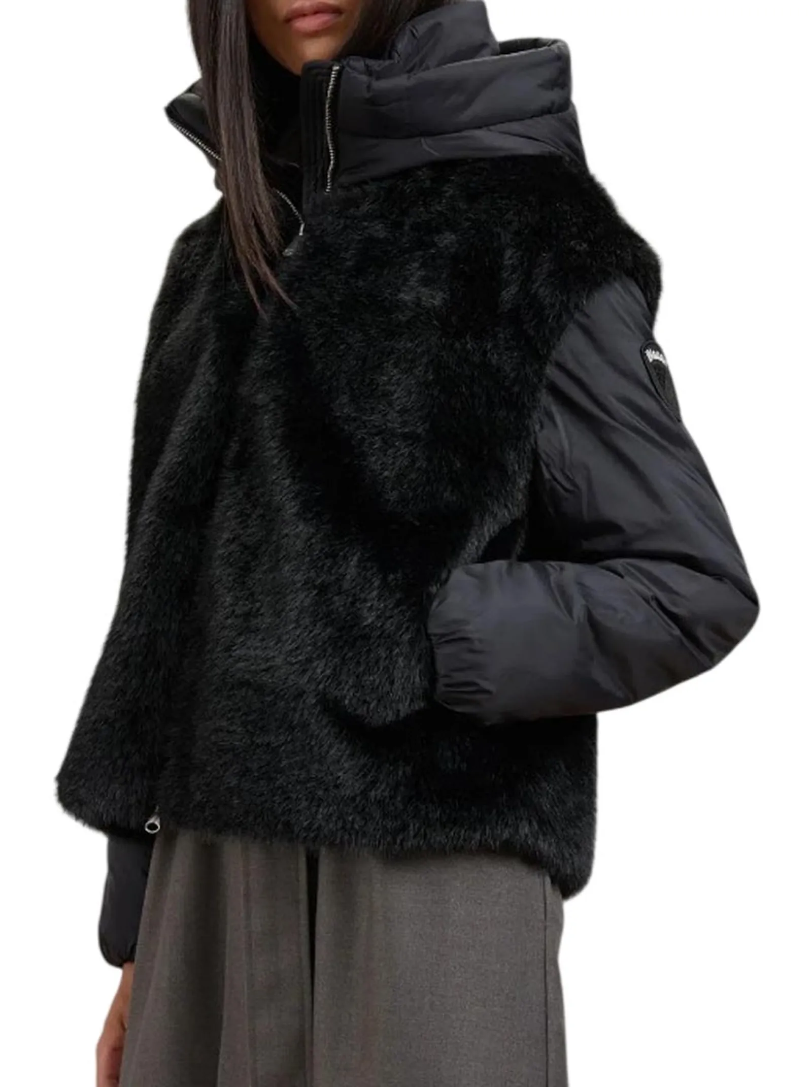 Blauer Giubbino In Eco Pelliccia E Nylon Juniper Nero 26Wbldc04339 200918