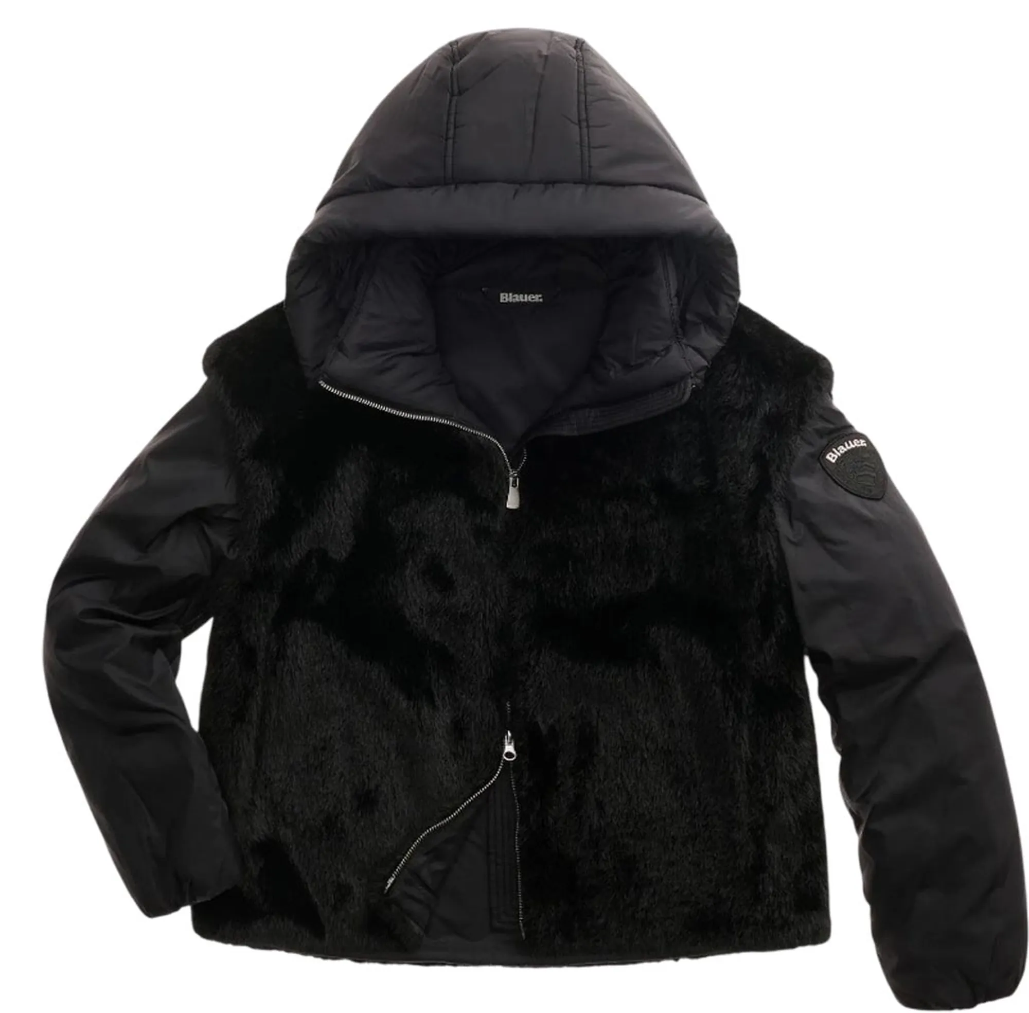 Blauer Giubbino In Eco Pelliccia E Nylon Juniper Nero 26Wbldc04339 200922