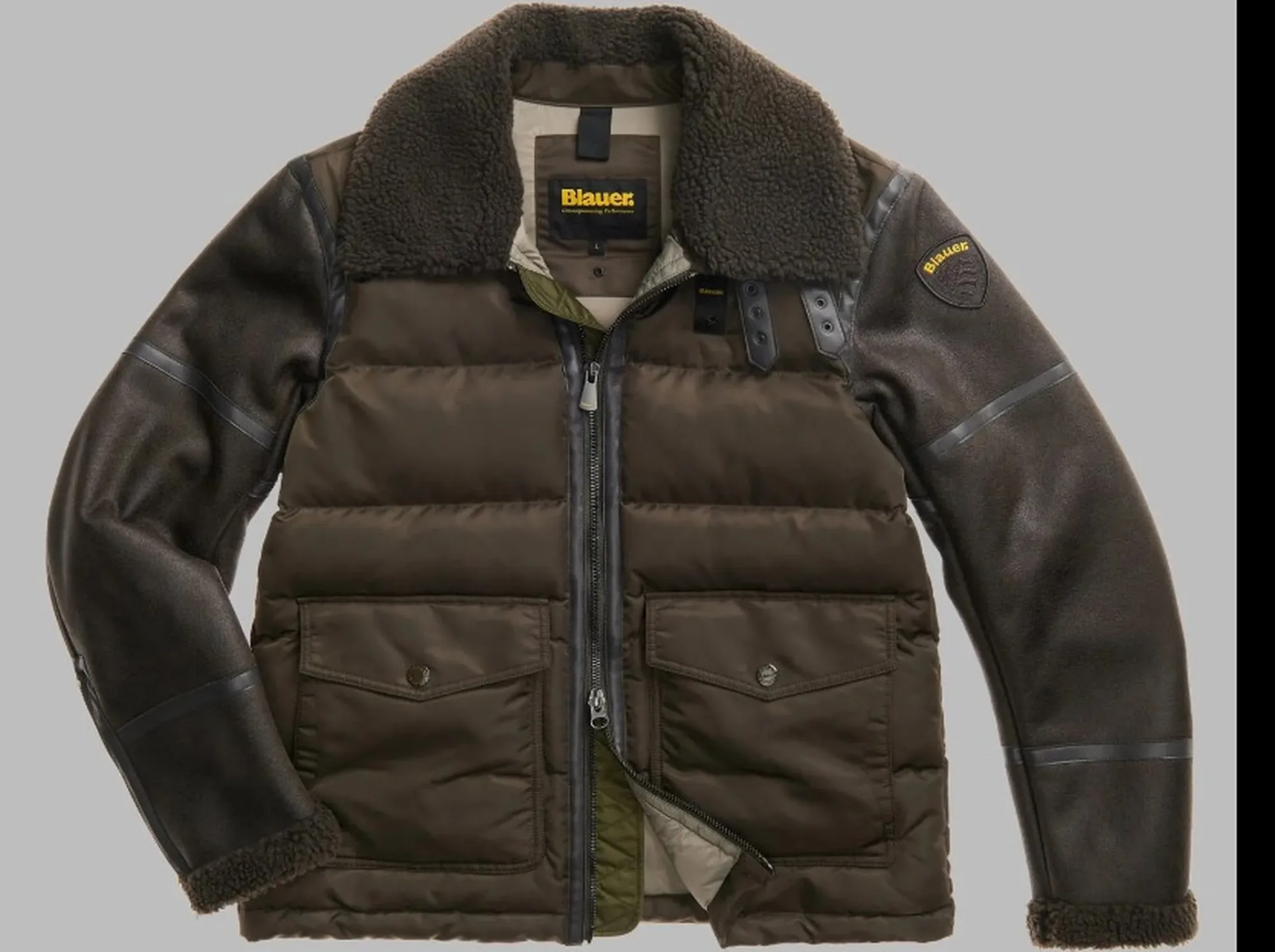 Blauer B'Amherst Sheepskin And Nylon Jacket' Brown 26Wbluc02239 200857