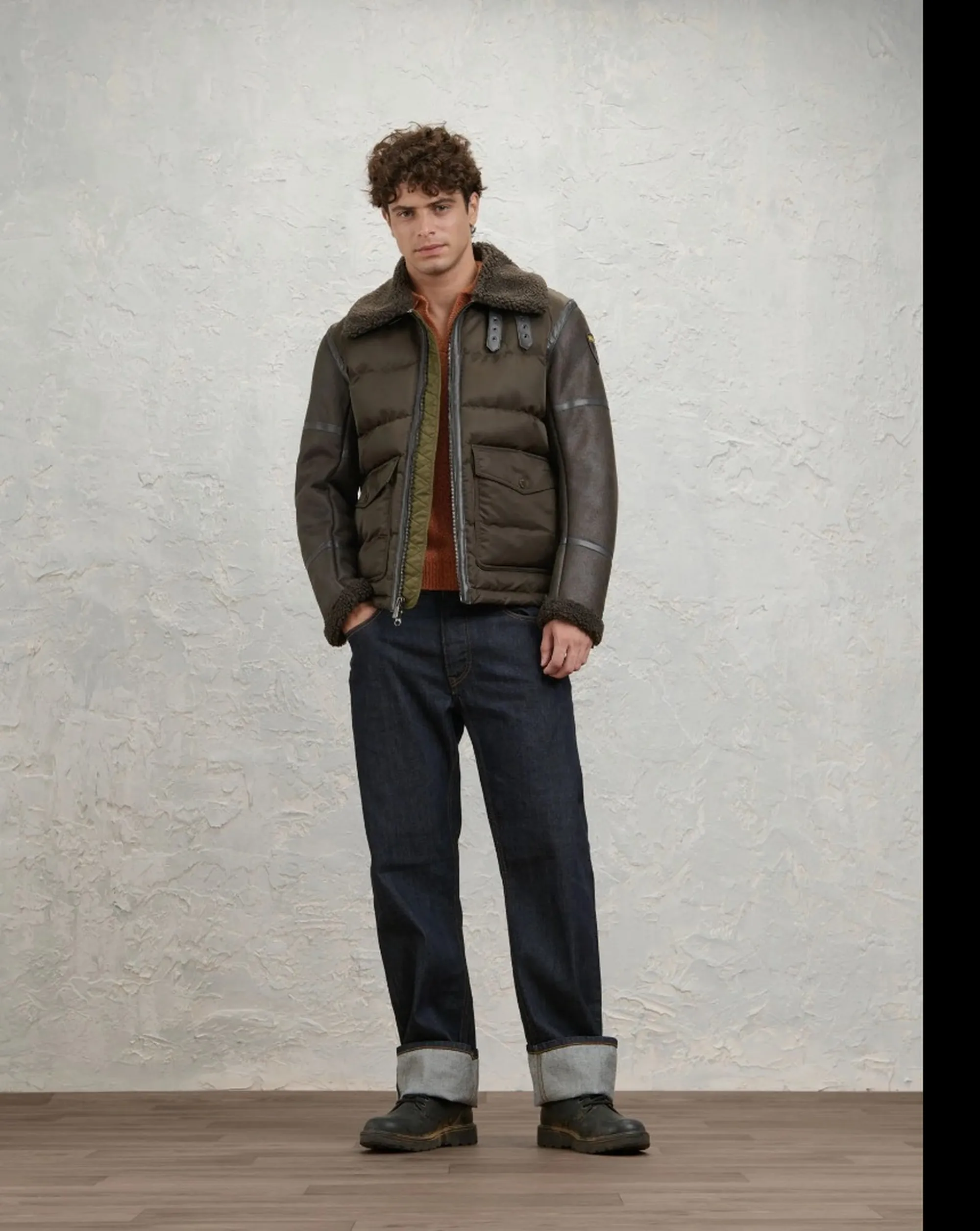 Blauer B'Amherst Sheepskin And Nylon Jacket' Brown 26Wbluc02239 200858