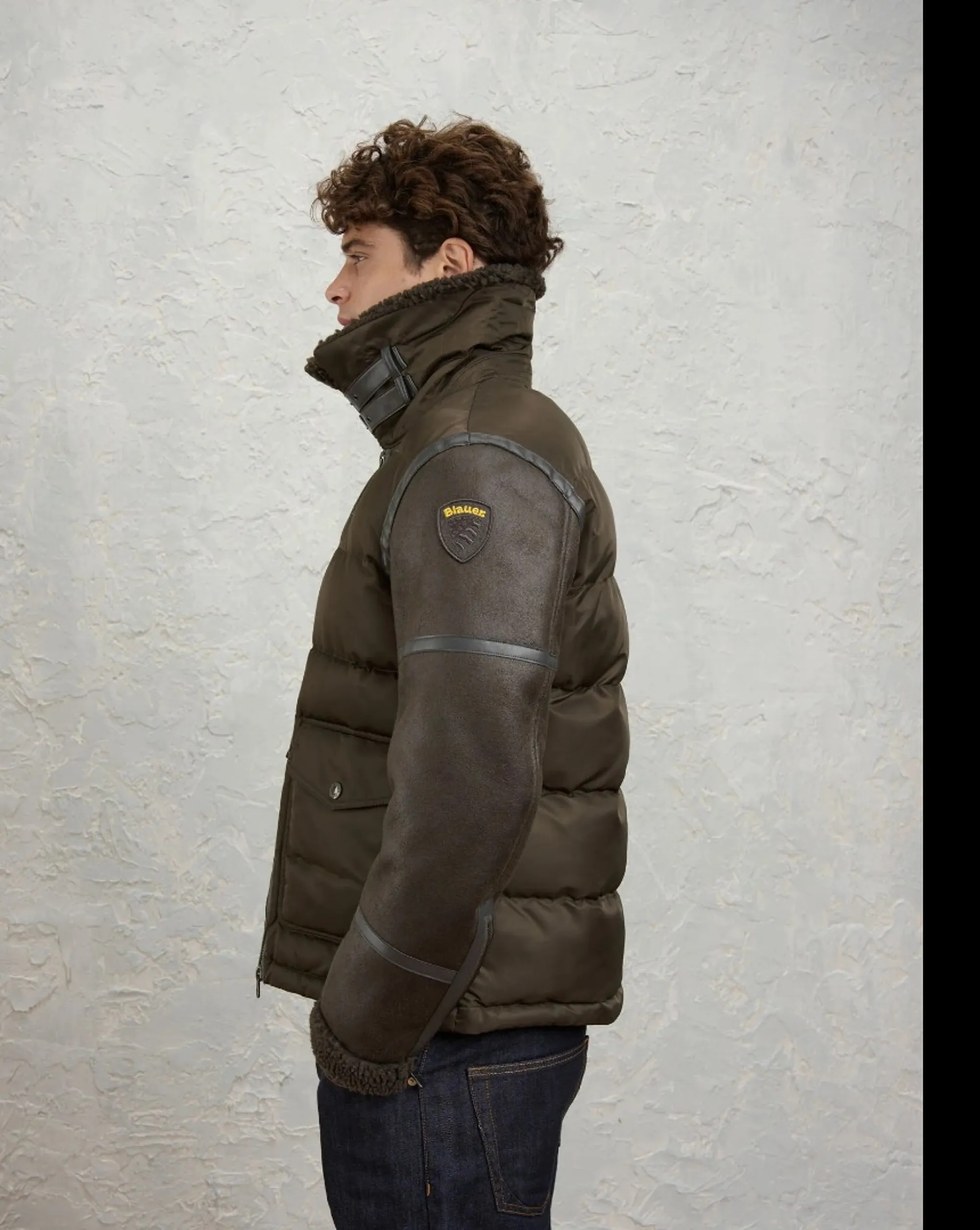 Blauer B'Amherst Sheepskin And Nylon Jacket' Brown 26Wbluc02239 200859