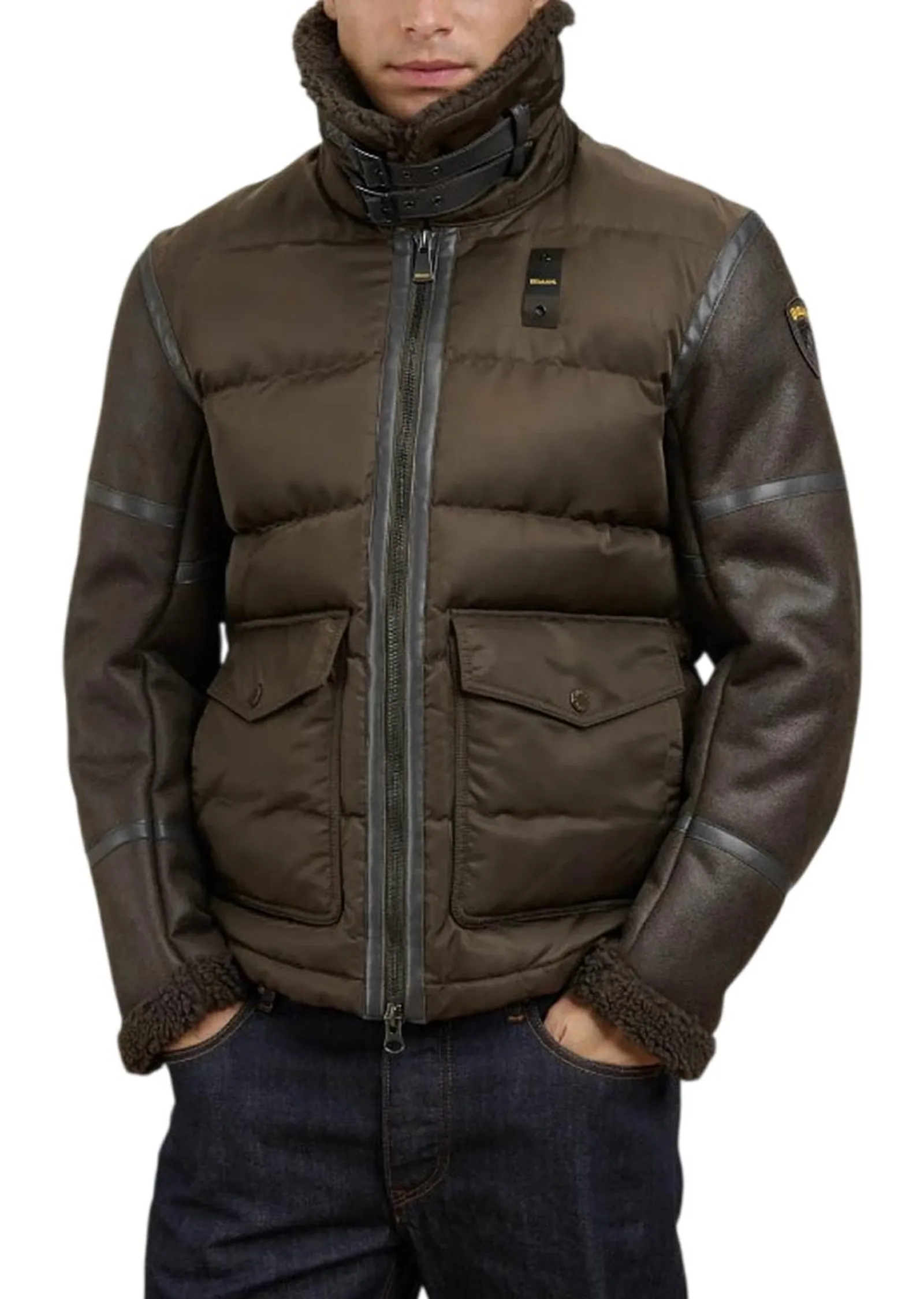 Blauer Giubbino Montone E Nylon Amherst Marrone 26Wbluc02239 200898