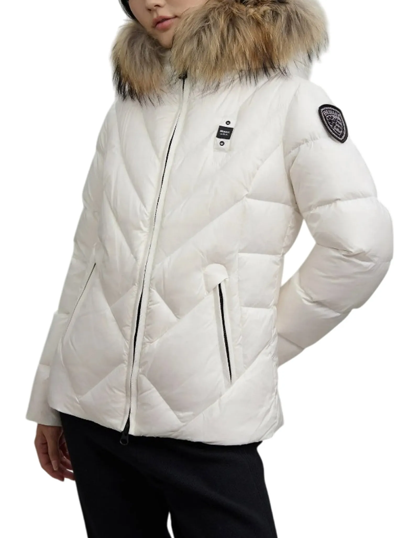 Blauer Piumino A Linee Geometriche Alicia Bianco 25Wbldc03097 166768