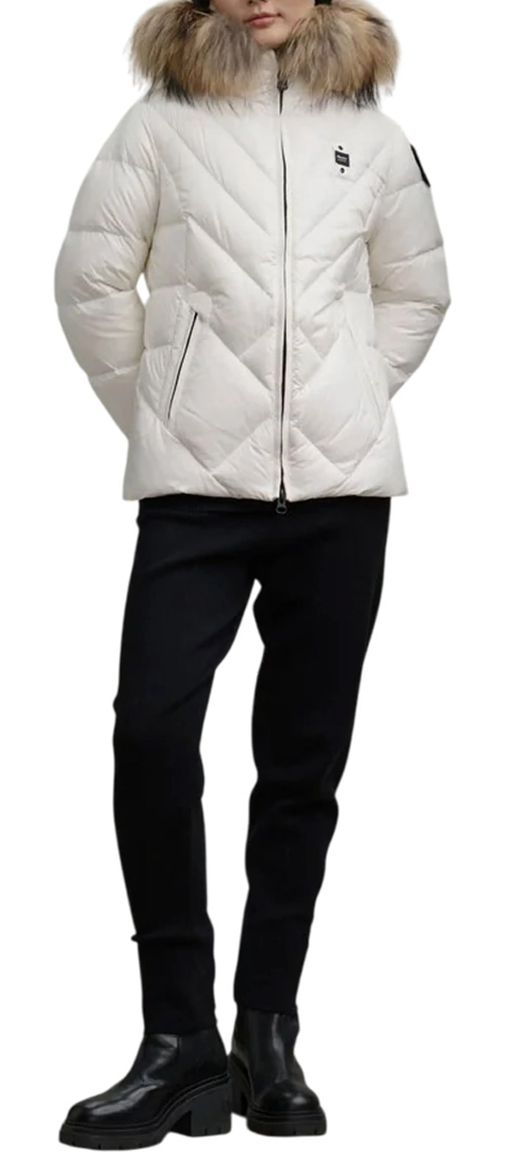 Blauer Piumino A Linee Geometriche Alicia Bianco 25Wbldc03097 166771