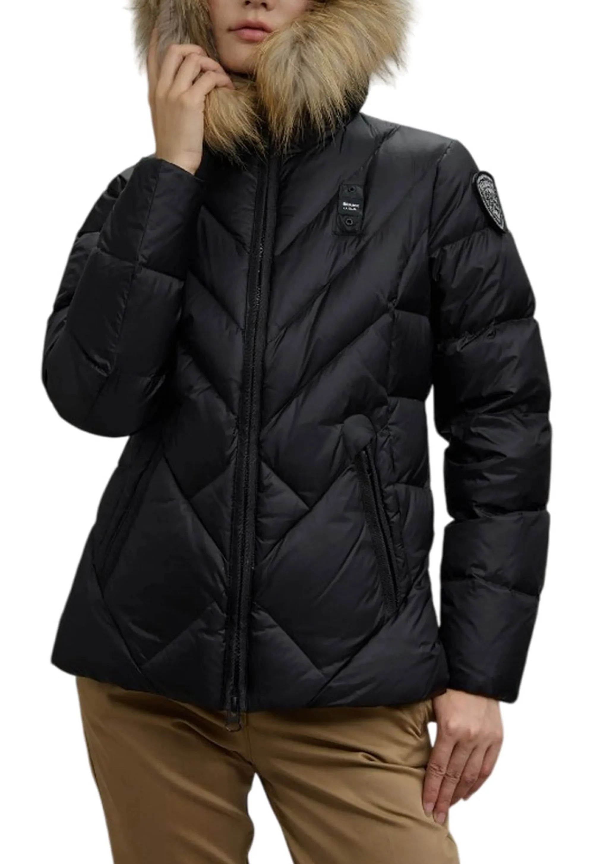 Blauer Piumino A Linee Geometriche Alicia Nero 25Wbldc03097 166773