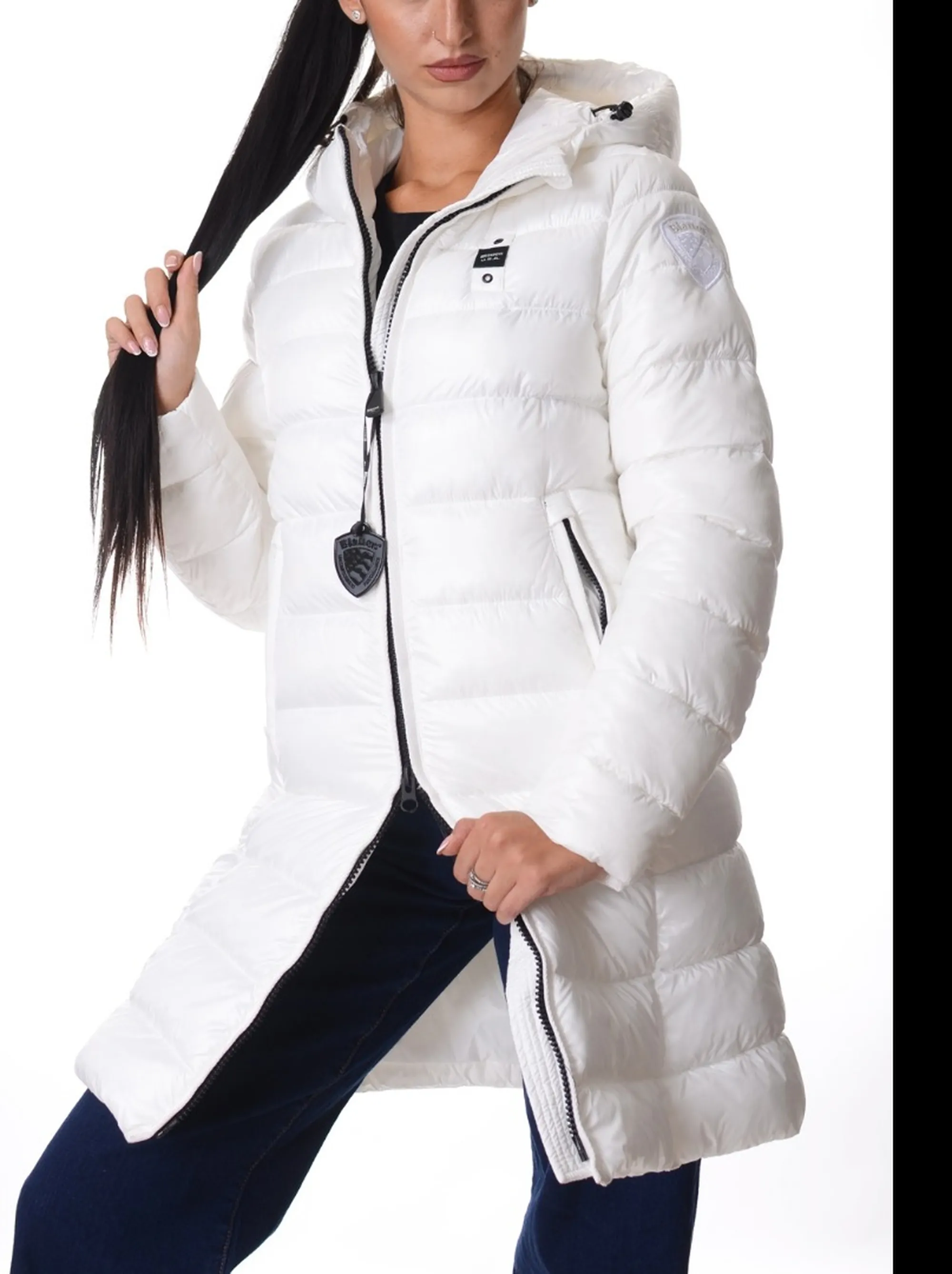 Blauer Piumino Lungo Micro Rip Adelaide Bianco 25Wbldk02069 167288