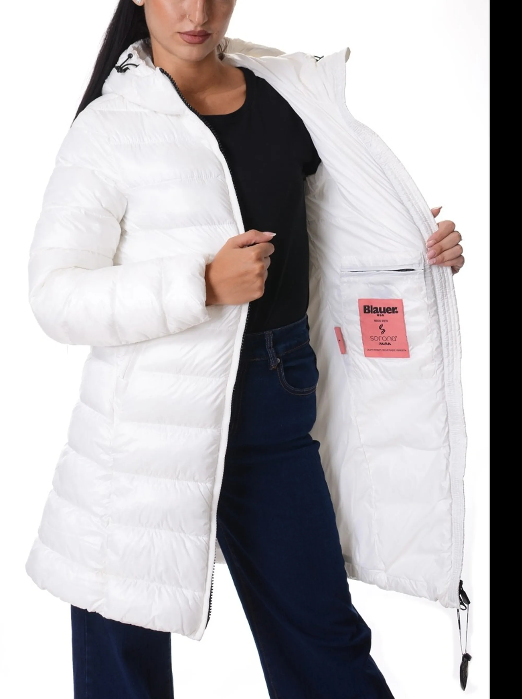 Blauer Piumino Lungo Micro Rip Adelaide Bianco 25Wbldk02069 167290