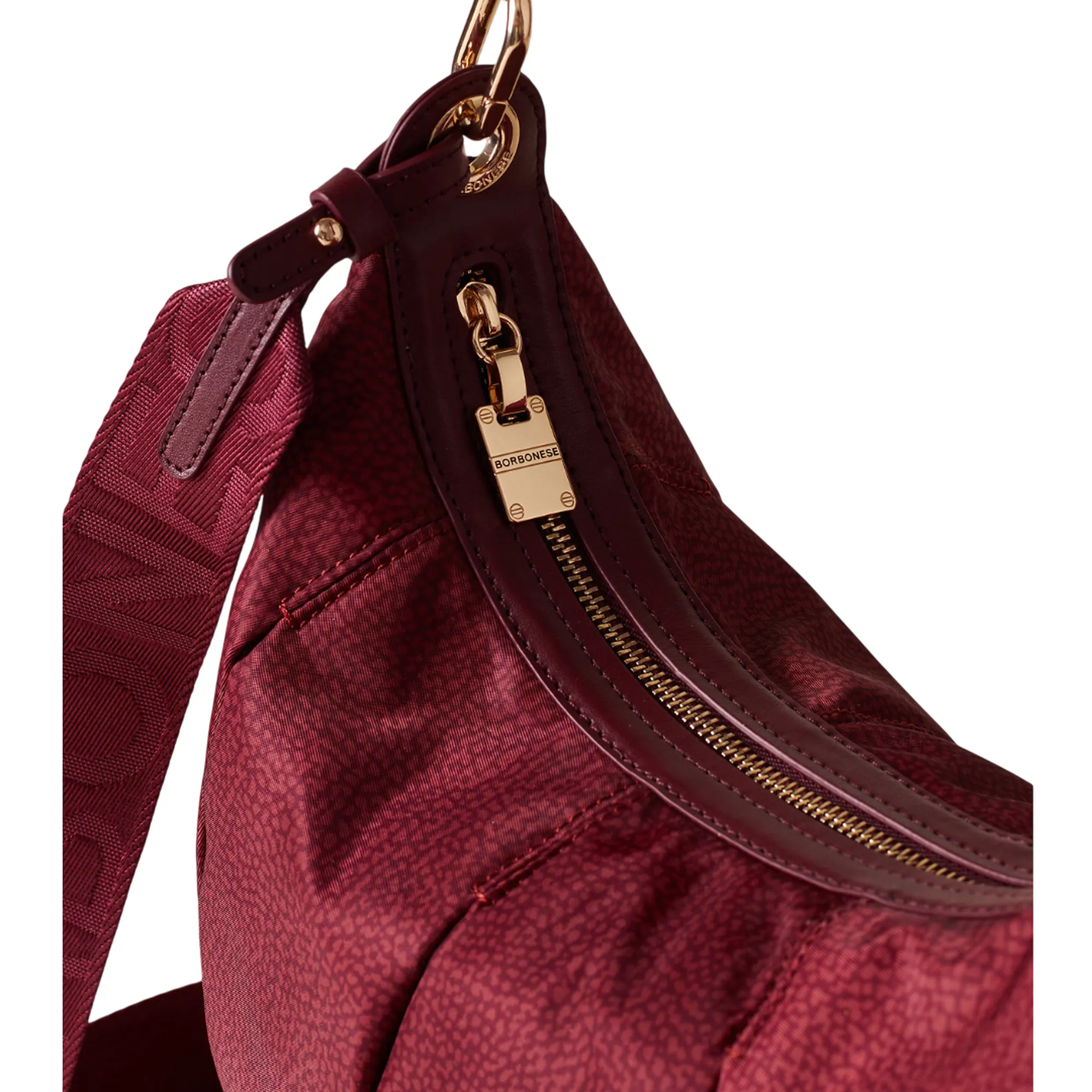 Borbonese B'Medium Croissant Hobo Bag' Merlot 933077Ah1027 157727