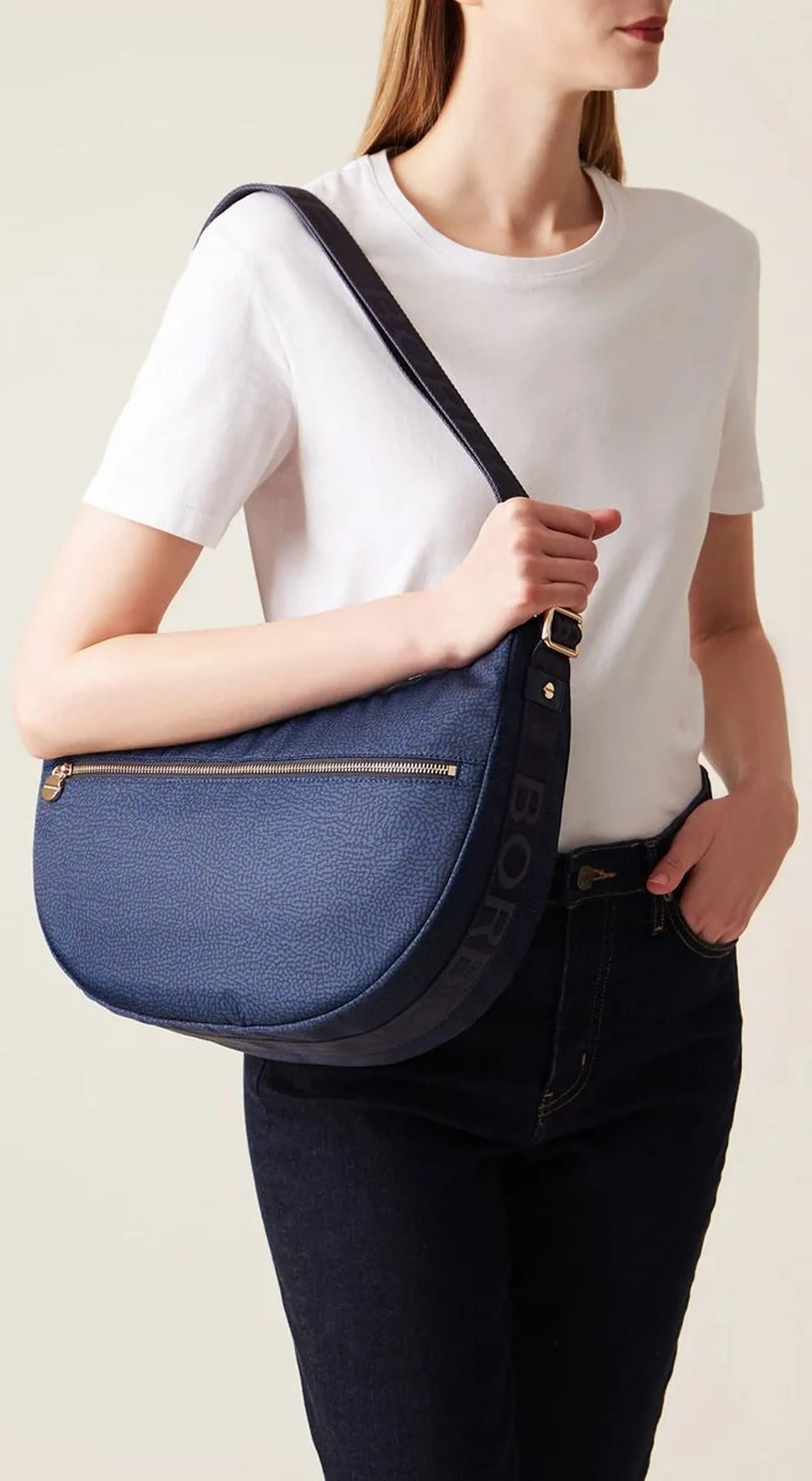 Borbonese B'Luna Middle Bag' Blue 934108I15825 170197