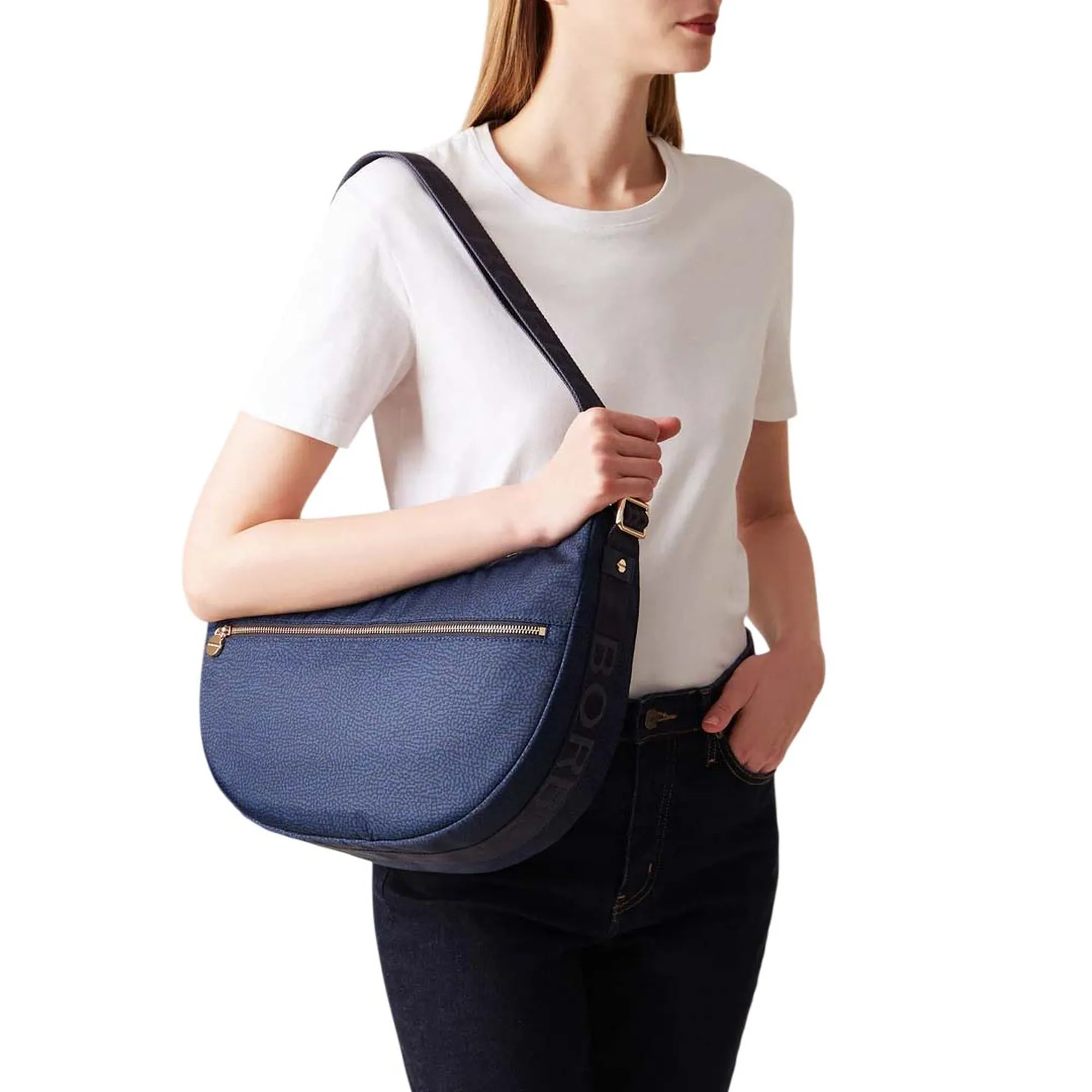 Borbonese Borsa Luna  Middle Blu 934108I15825 170377