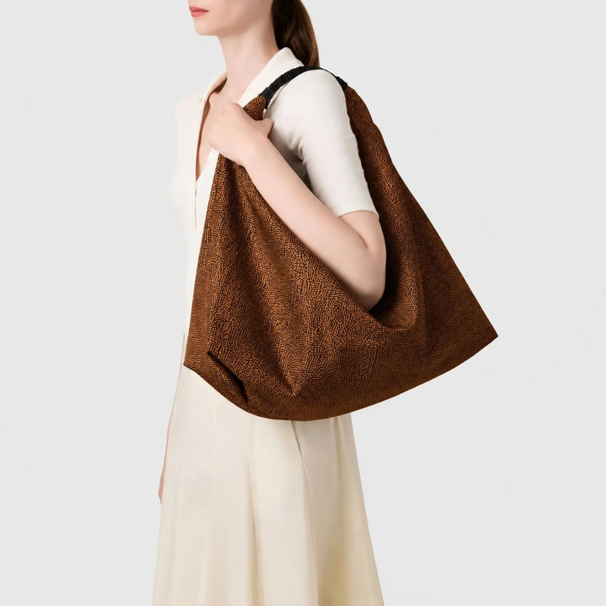 Borbonese B'Plie Hobo Large Bag' Chestnut 910102070195264 186610