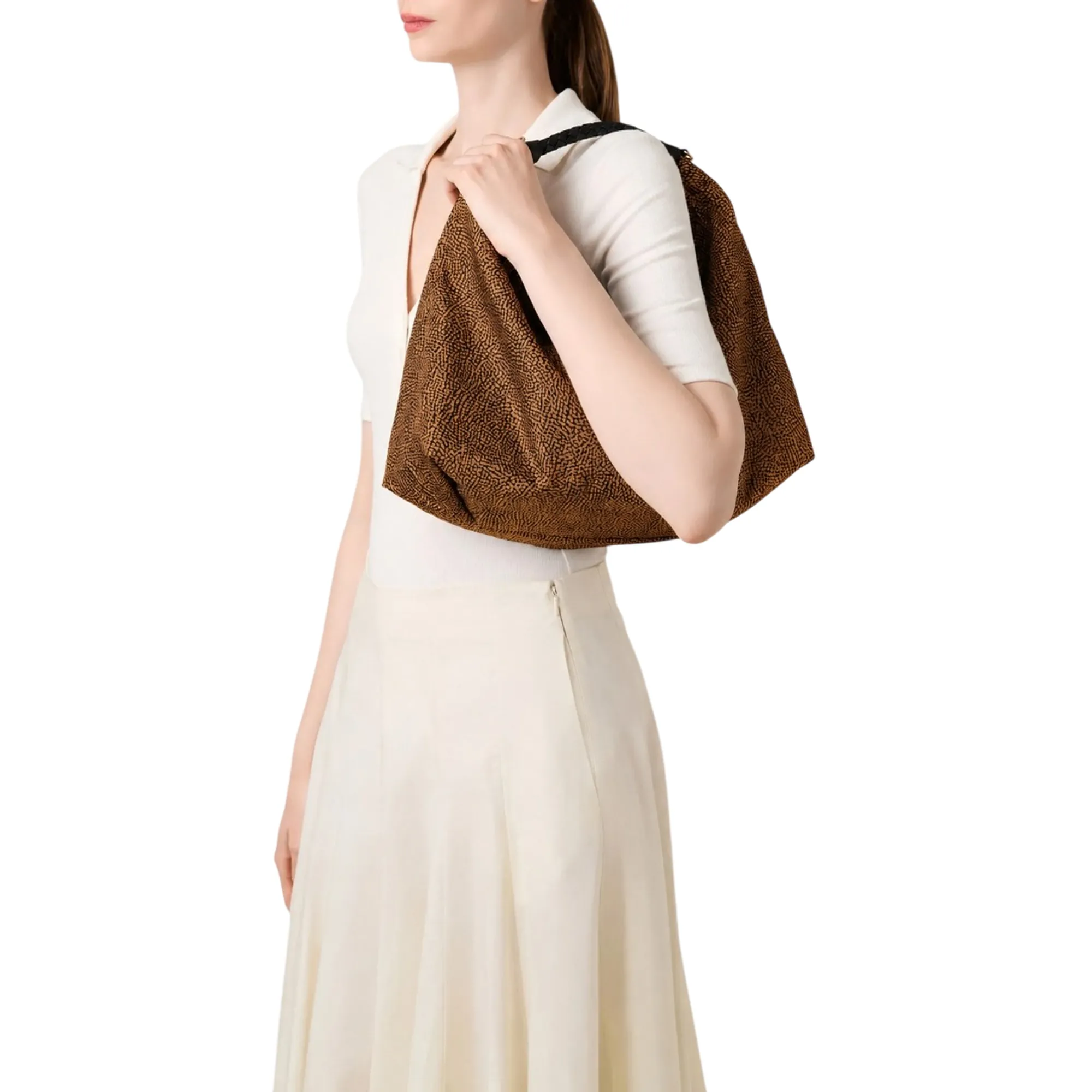 Borbonese B'Plie Hobo Medium Bag' Chestnut 910102060195264 187141