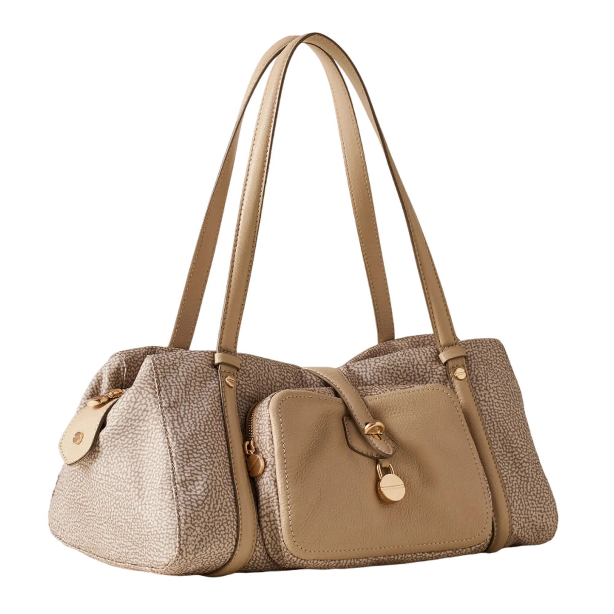 Borbonese Borsa Poche Bauletto Medium Sabbia 910101950189C75 179622