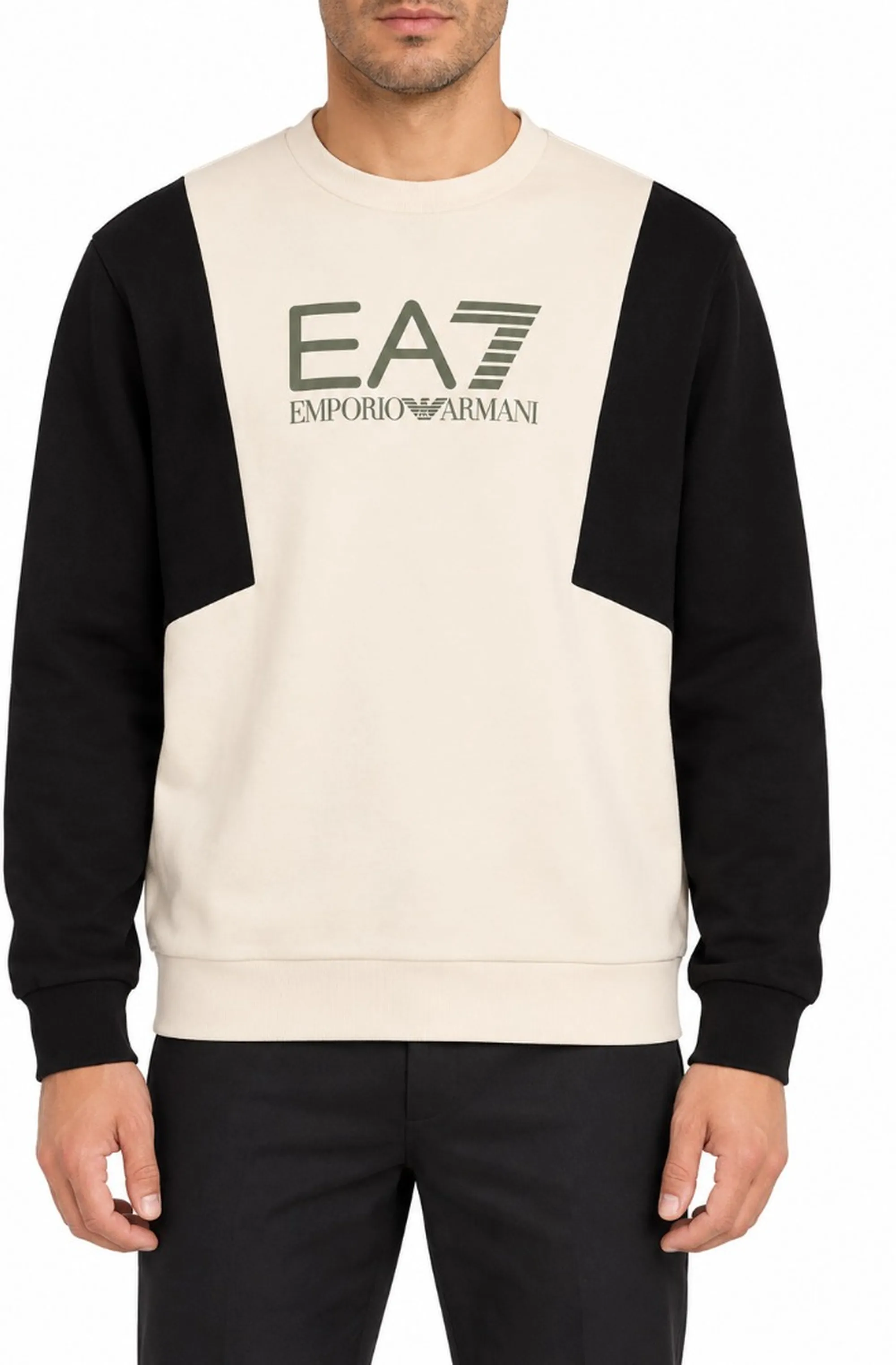Ea7 Felpa Athletic Colour Block Beige 6Dpm32Pjvtz 199002