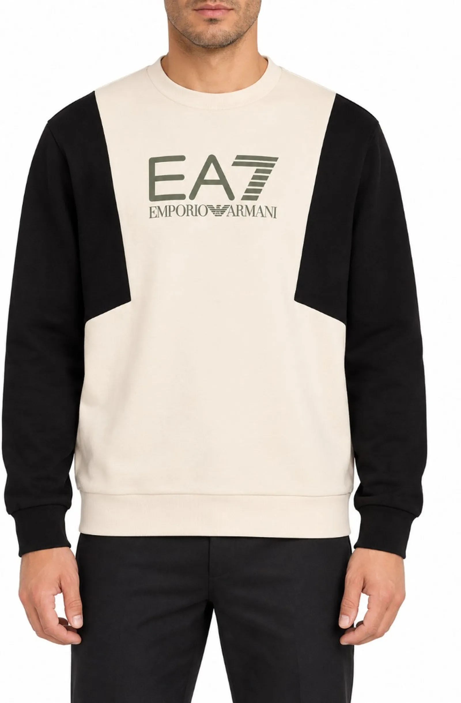 Ea7 Felpa Athletic Colour Block Beige 6Dpm32Pjvtz 199002