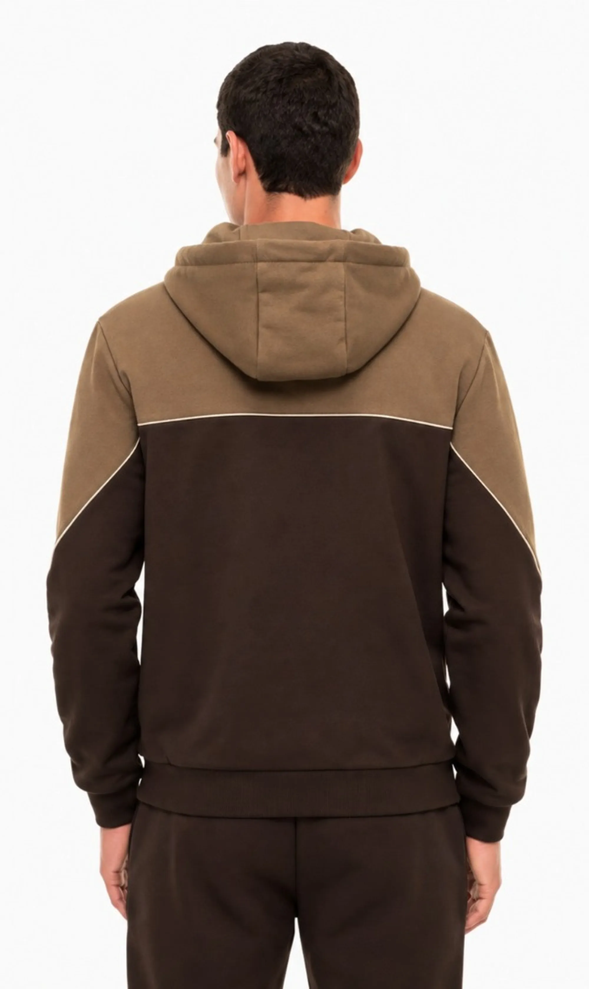 Ea7 Felpa Bicolore Con Logo Marrone 7M002400Af10377 191148